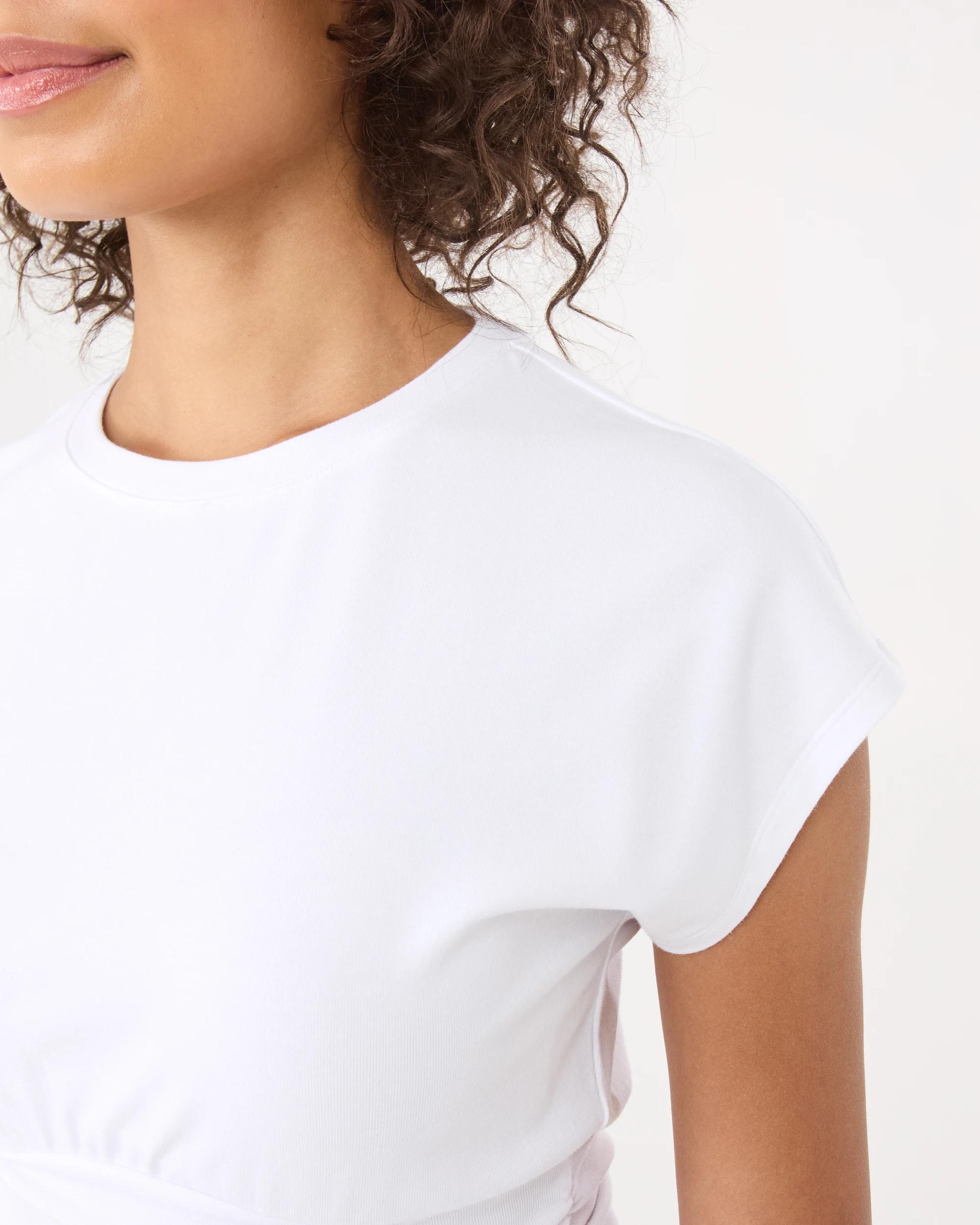 8 Short Sleeve Gathered Fitted T-shirt White, 8 of 10