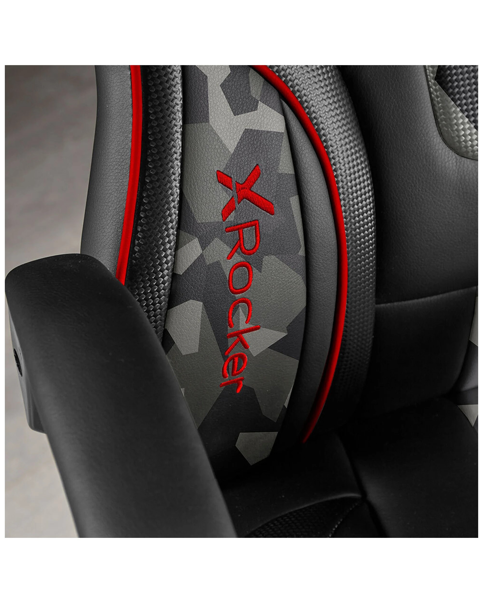 7 X Rocker Kratos Faux Leather Junior Ergonomic Office Gaming Chair Black
 - Red, 7 of 8