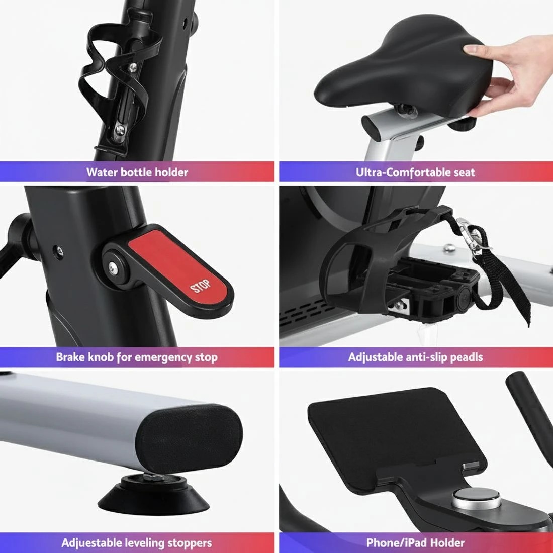 6 Everfit Exercise Bike Spin Bike Electromagnetic Smart Home Fitness 24-Level Resistance - Black, 6 of 10