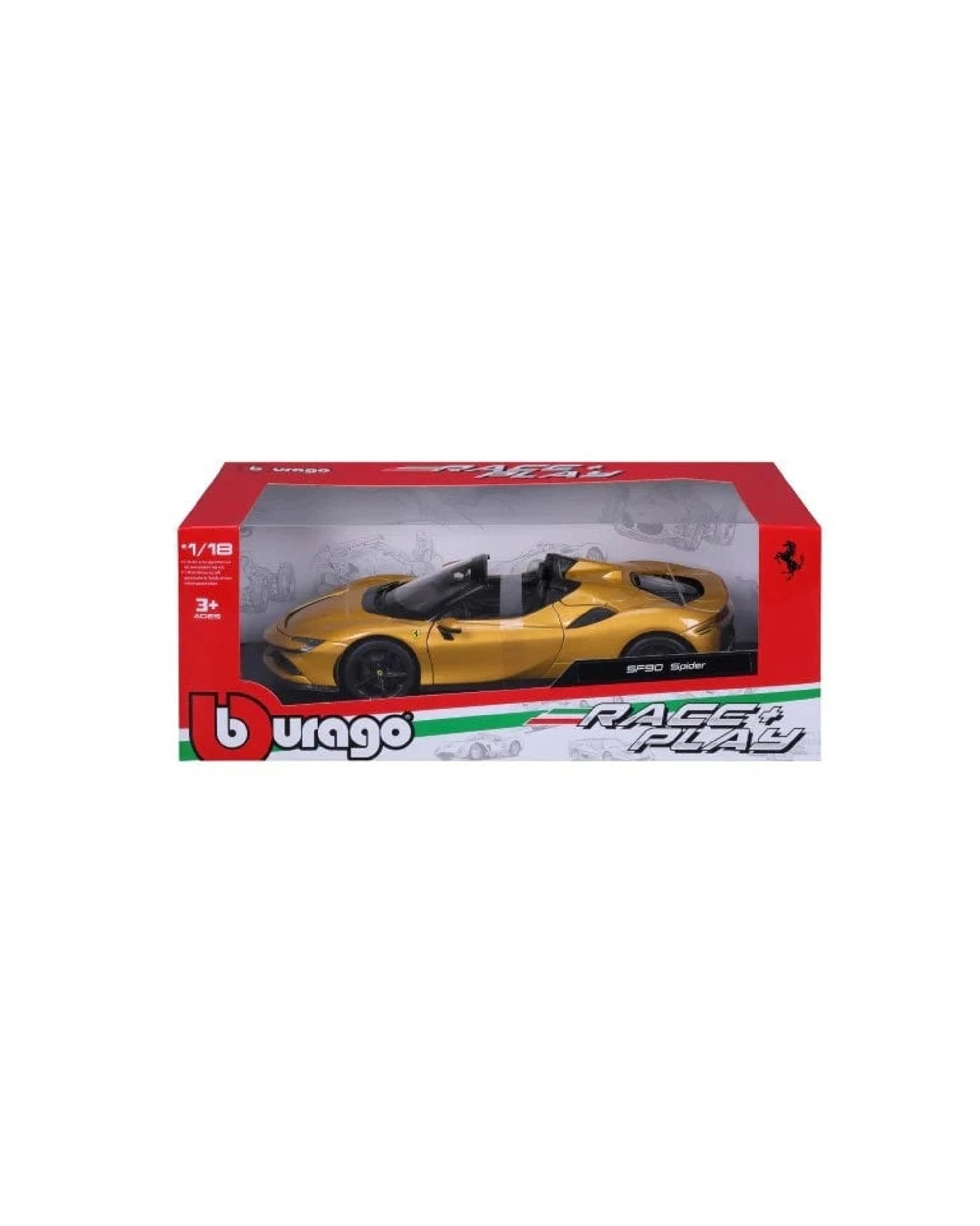 1 Bburago Race and Play 2021 Ferrari SF90 Stradale Spider 1:18 Scale Diecast Vehicle, 1 of 9
