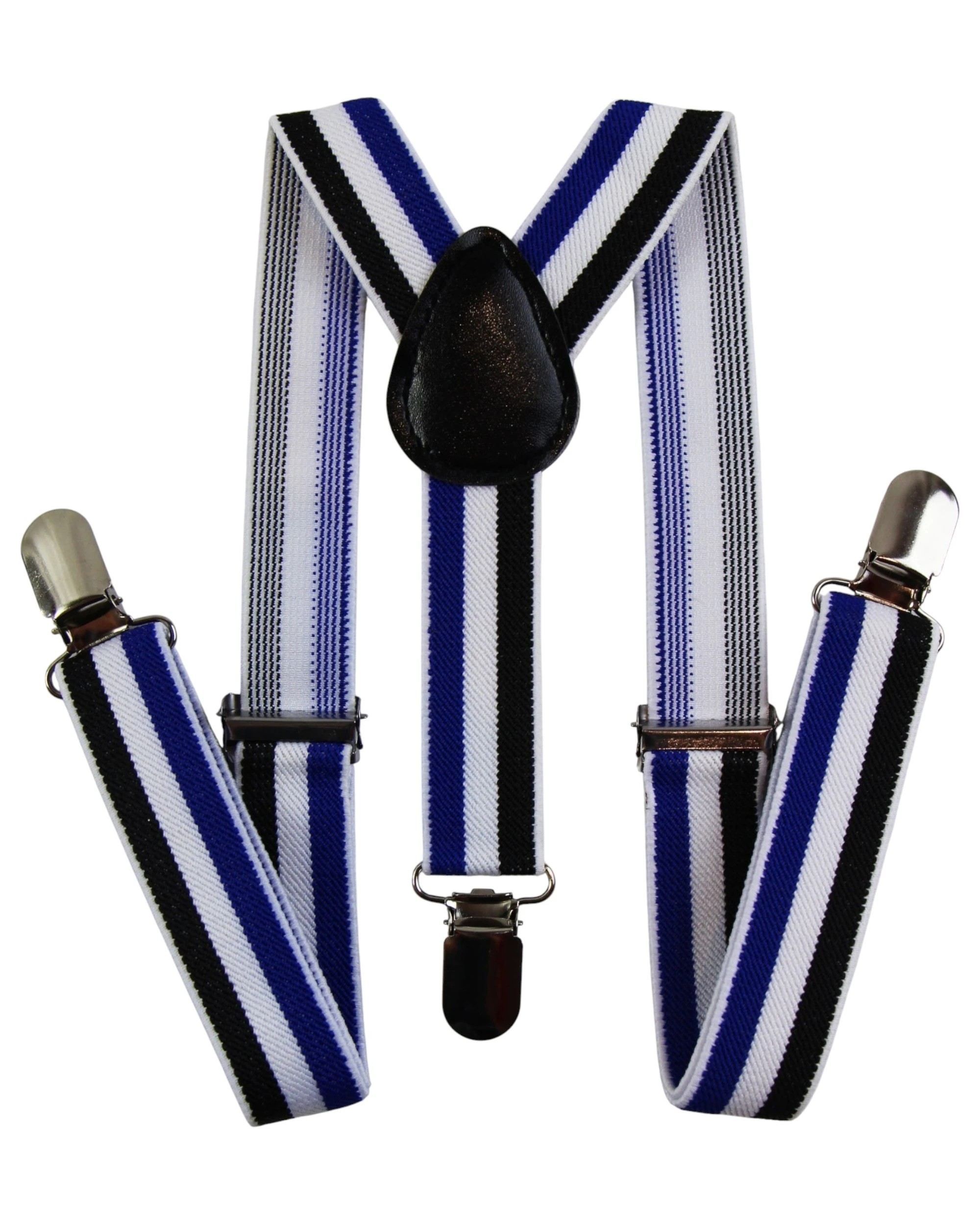 1 Zasel Boys Adjustable Black, White & Blue Striped Patterned Suspenders - Multi - Multi, 1 of 4
