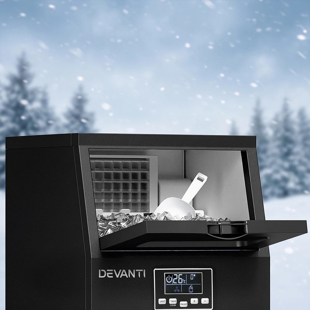 1 Devanti 30kg/hr Commercial Ice Maker Cube Machine - Black, 1 of 7