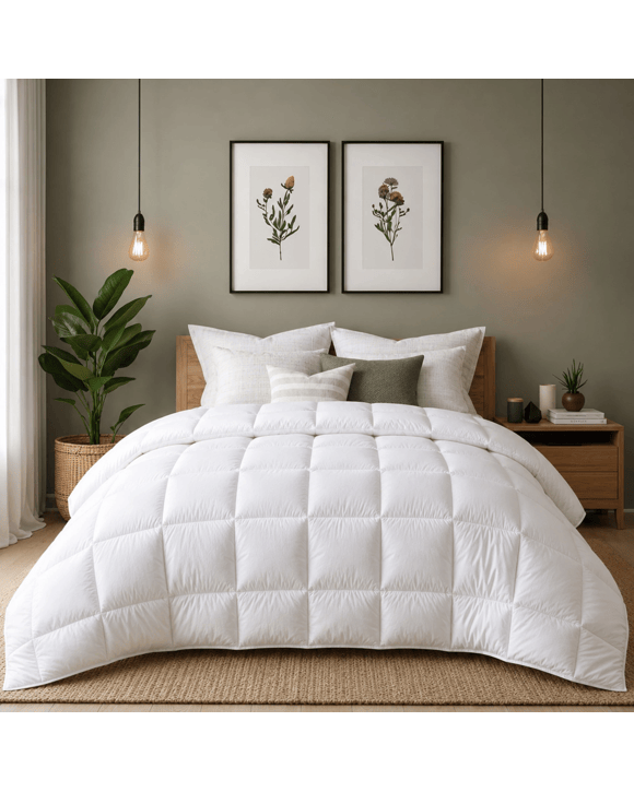 Royal Comfort 800GSM Wool Blend All Seasons Quilt 60% Wool Cotton Cover - King Bed - White