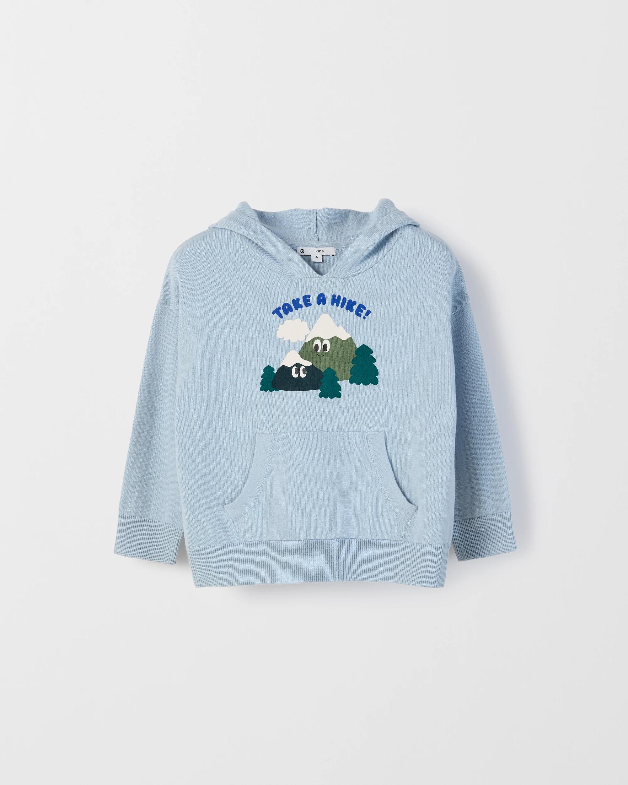 1 Target Kids Australian Cotton Lightweight Knit Hoodie LIGHT BLUE, 1 of 2