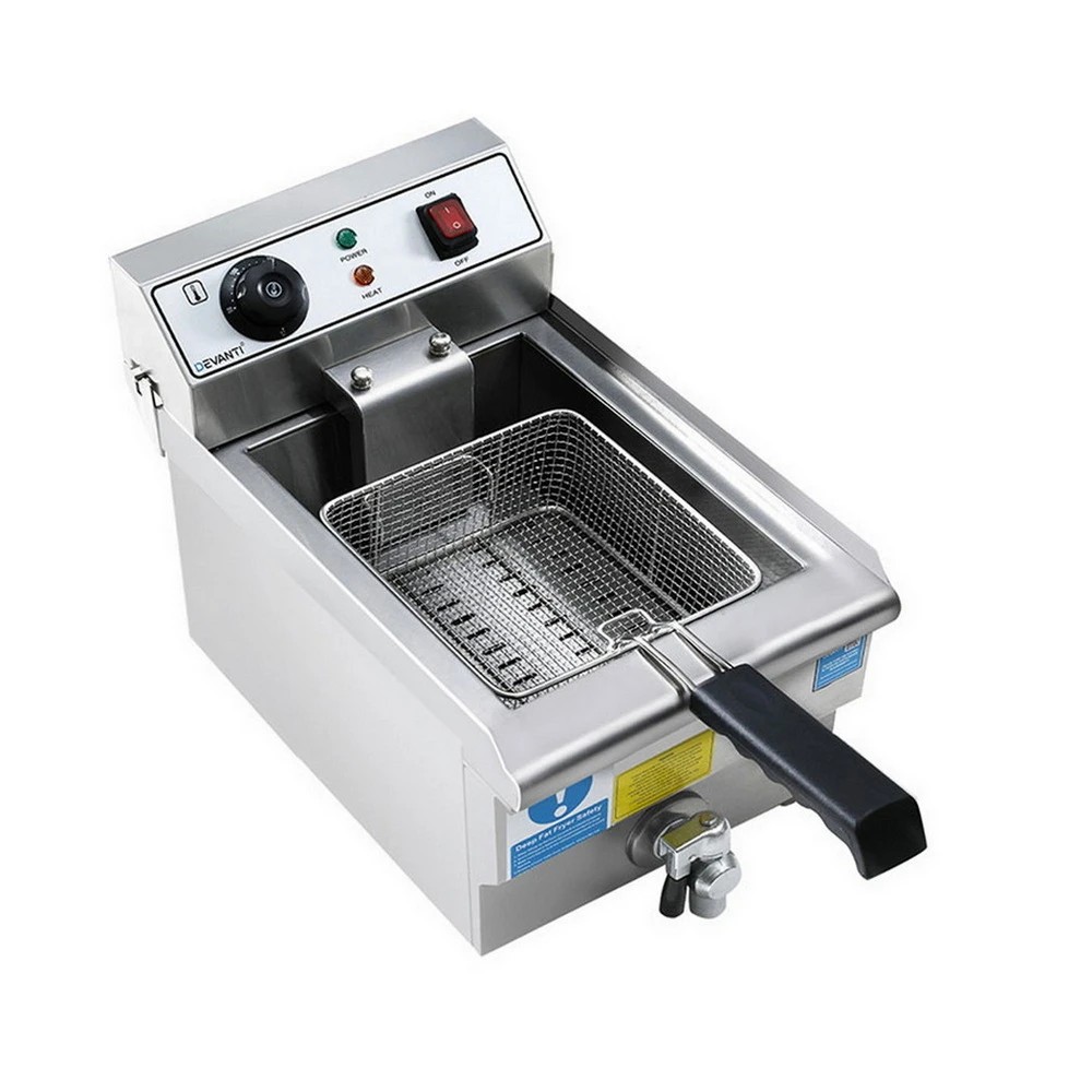 1 Devanti 3000W Electric Deep Fryer 10L Stainless Steel Fryer w/ Basket & Lid - Silver, 1 of 7
