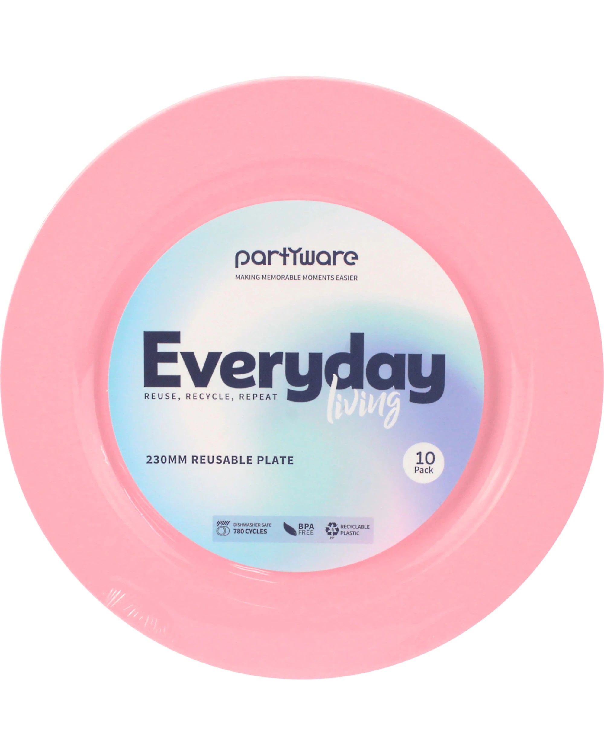 2 Partyware Everyday Living Pink Coral Reusable Large Plates Pack of 10 - Pink, 2 of 3