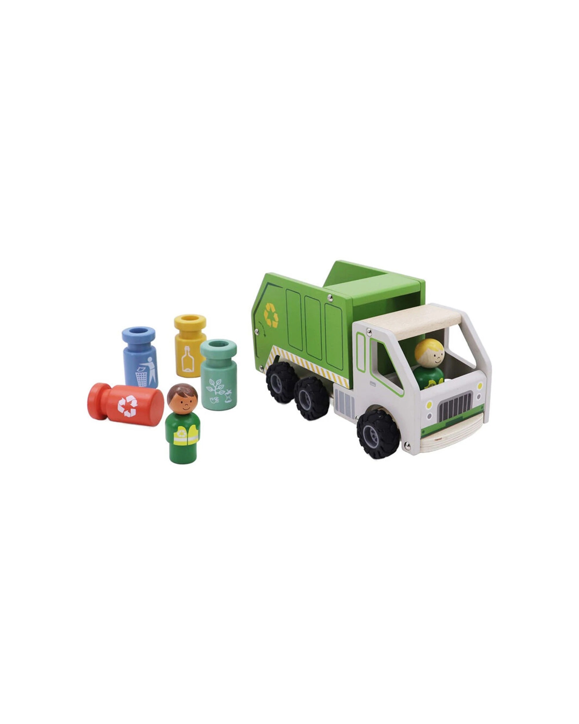 1 Kaper Kidz Wooden Recycling Garbage Truck Kids Toy Playset - Multi, 1 of 6