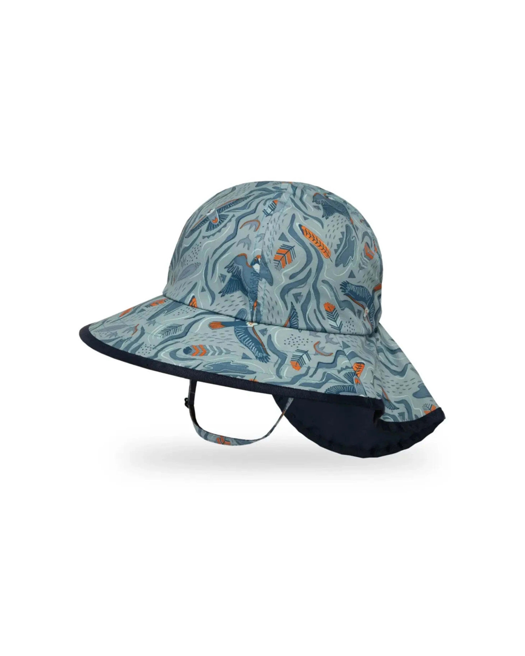 1 Sunday Afternoons Kids Play Hat Baby 6-24 Months UPF 50+ Protection Neck Veil Birds of Prey - Blue, 1 of 1