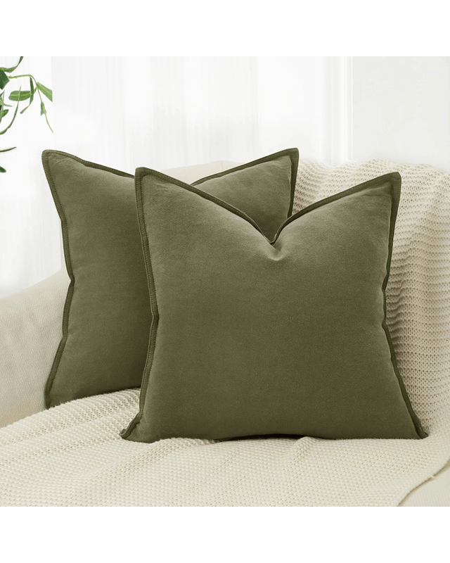 Gioia Casa 2-Pack Linen-Cotton Blend Cushion Covers 45x45cm - Olive G