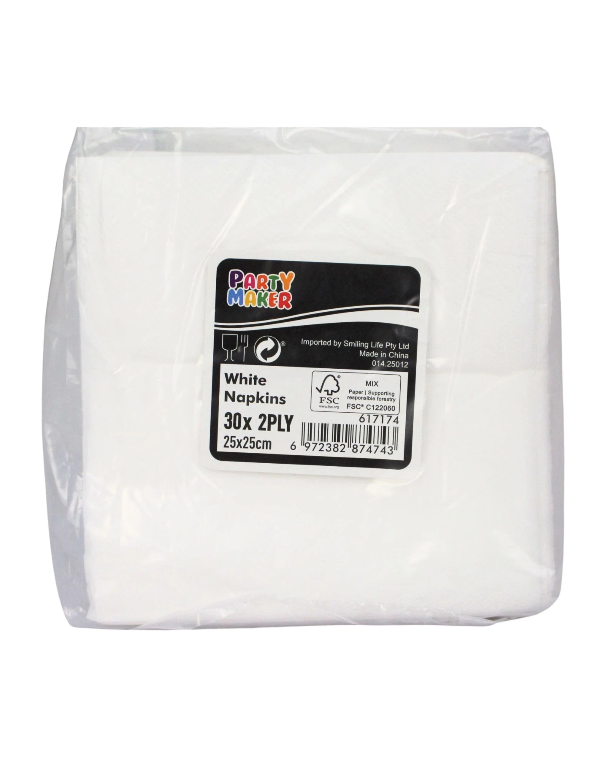 3 Party Maker Small Napkins Serviettes Pack of 30 - White, 3 of 3