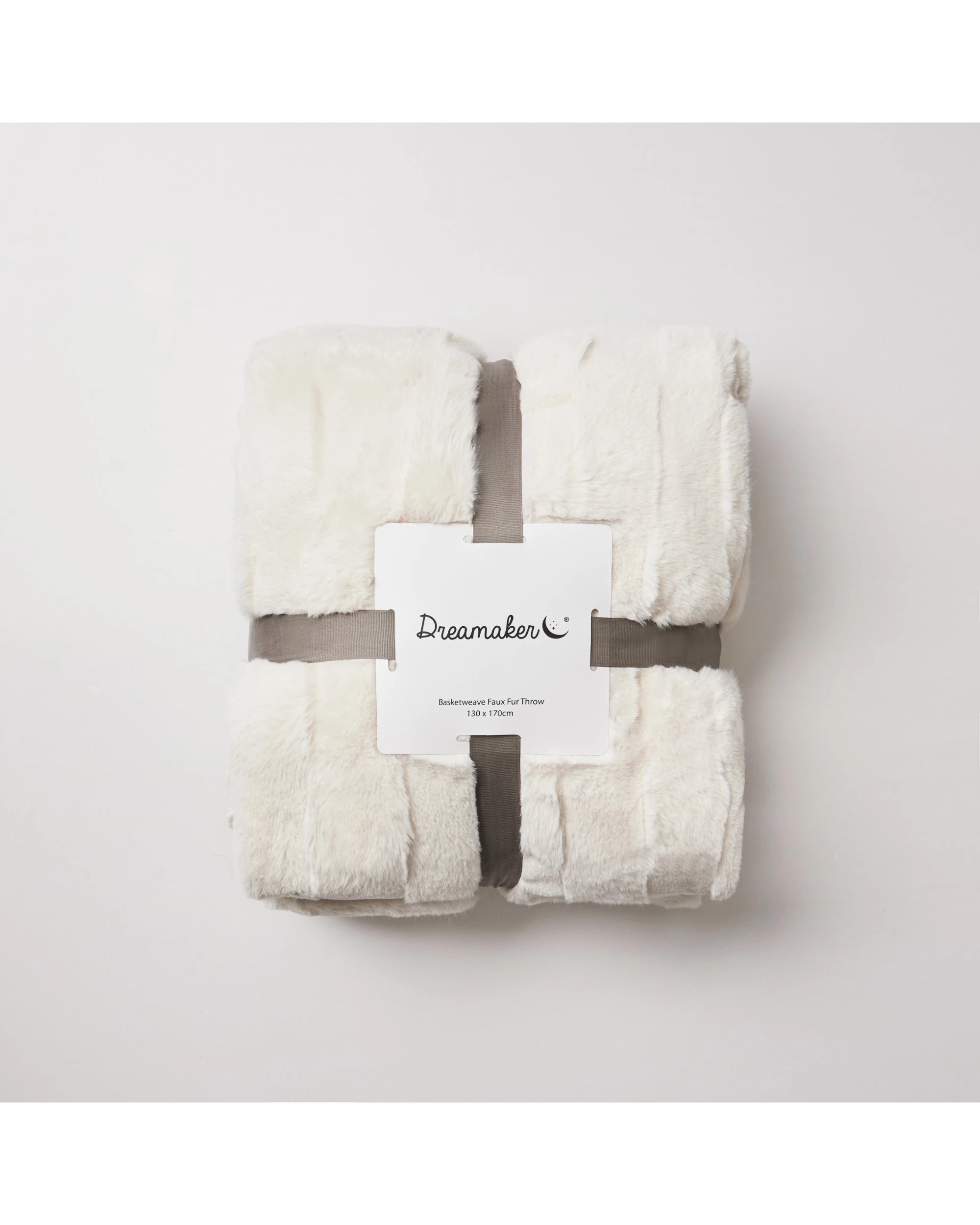 6 Dreamaker Basketweave Faux Fur Throw Blanket 130x170cm - Cream, 6 of 6