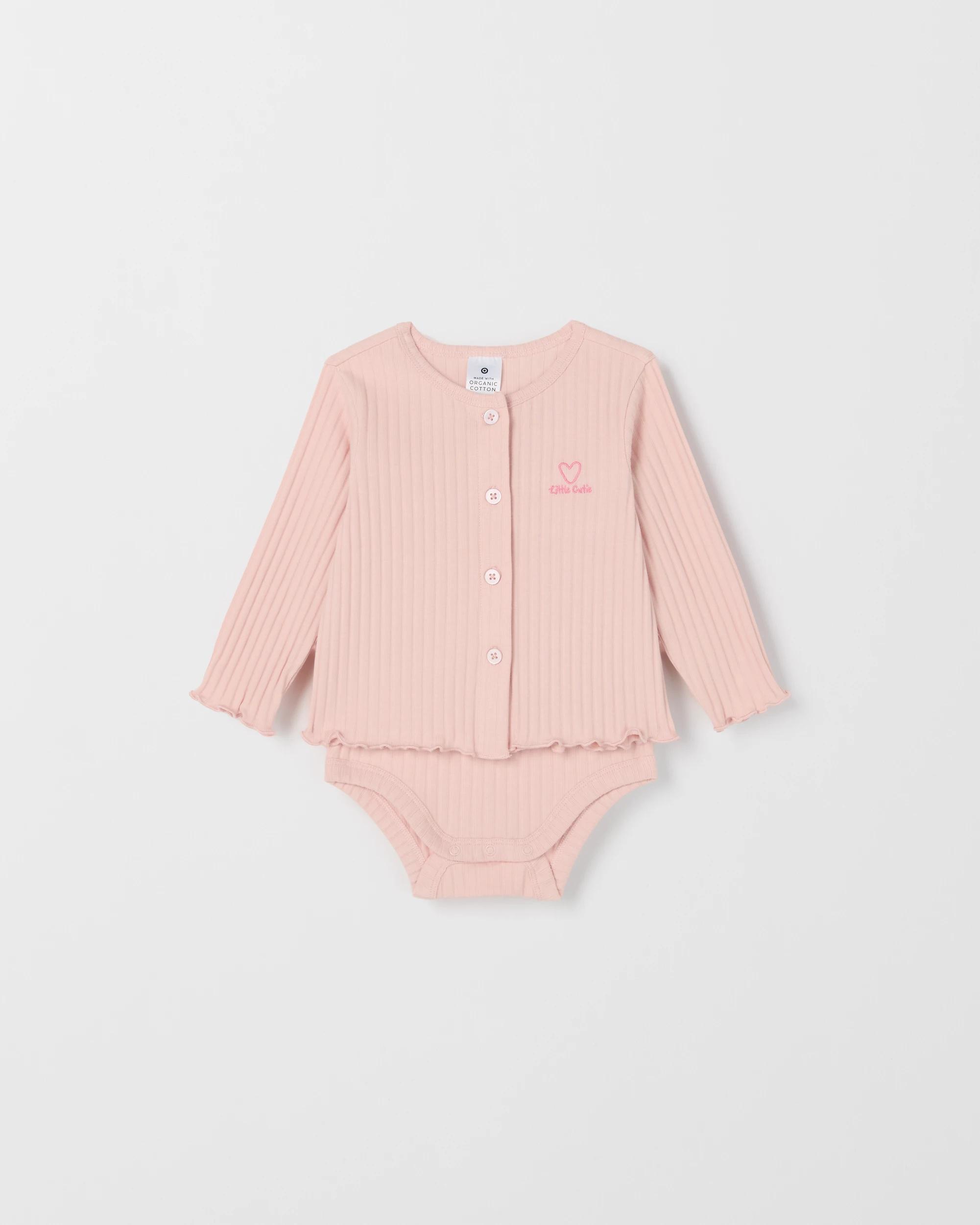 1 Target Baby Organic Cotton Rib Bodysuit with Cardigan Set LOTUS, 1 of 3
