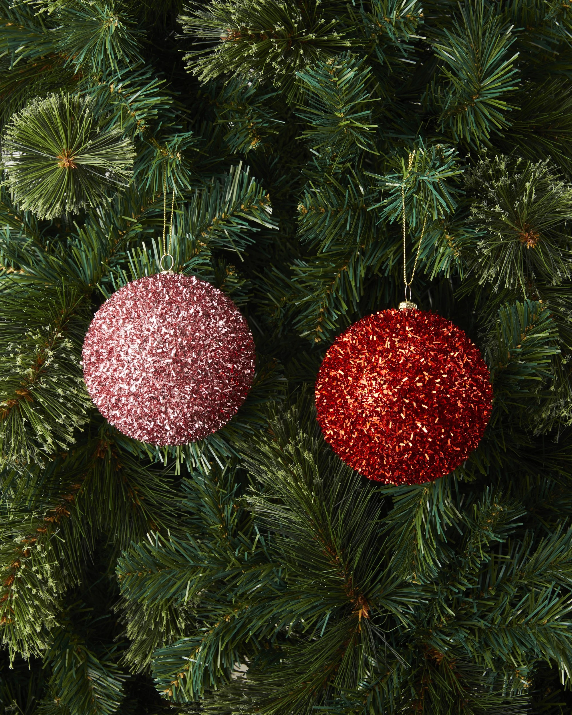 5 9 Pack 10cm Pink Candy Tinsel Baubles, 5 of 5