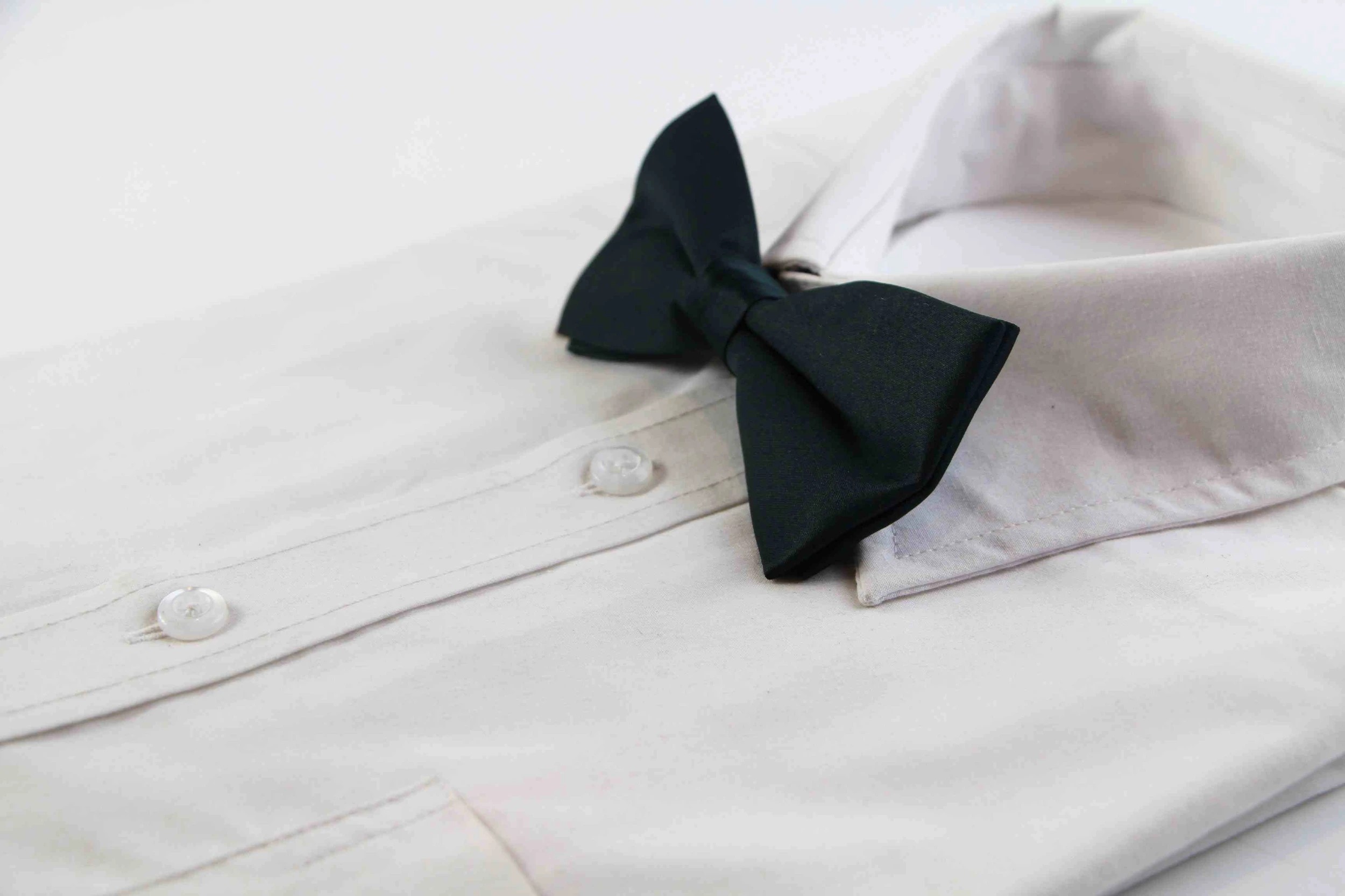 4 Zasel Mens Matt Solid Plain Bottle Green Colour Bow Tie - Green, 4 of 5
