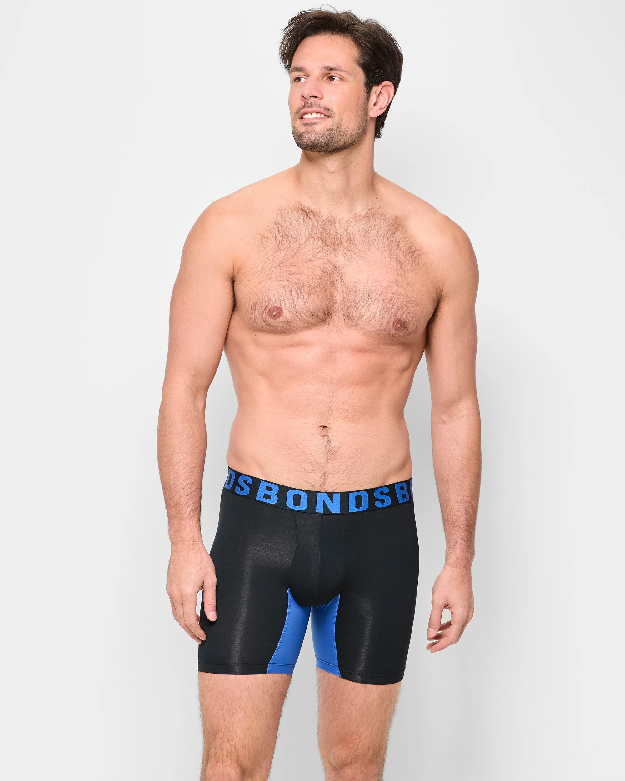 2 Mens Chafe Off Trunks - Bonds BLUE MY MIND/BLACK, 2 of 3