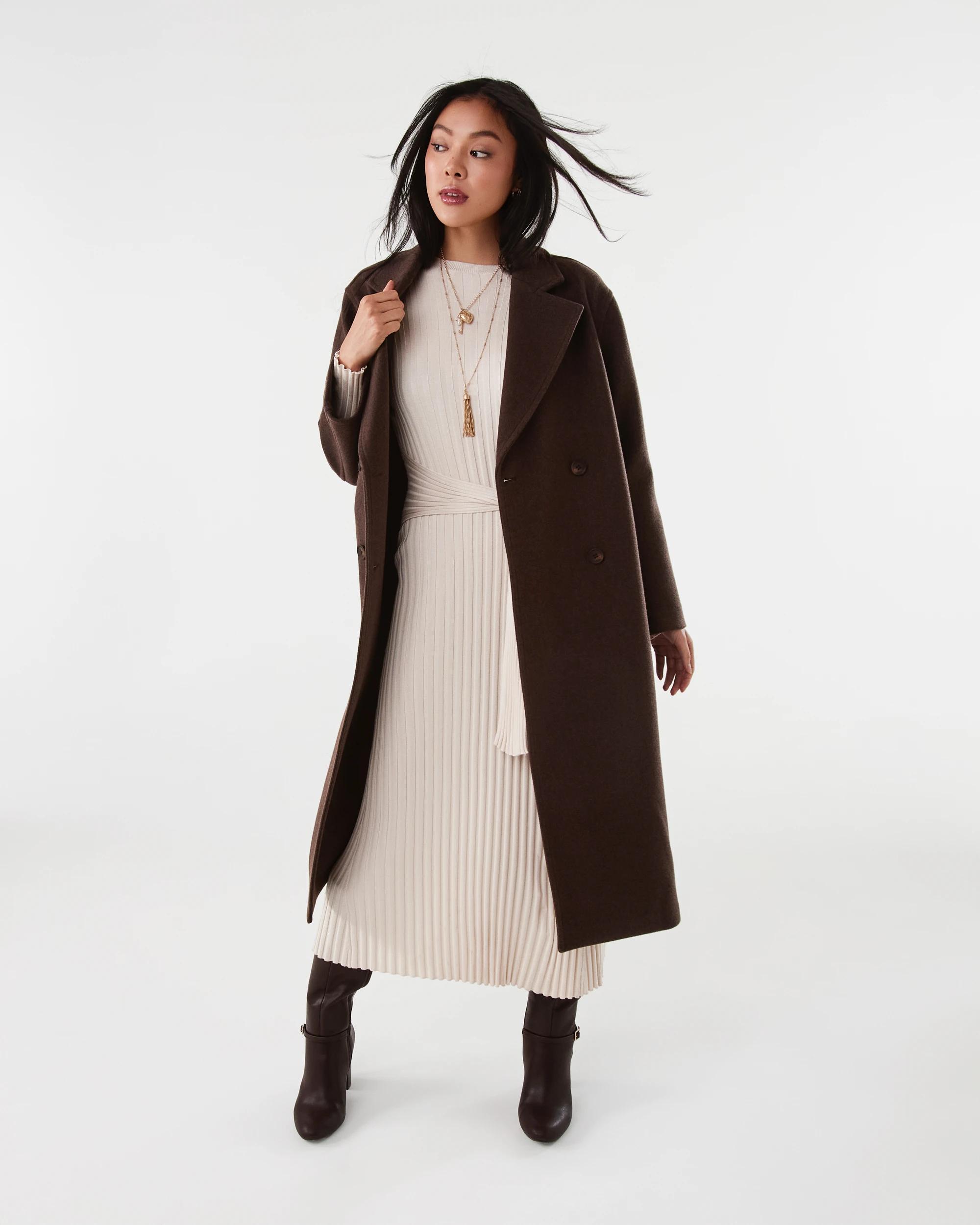 1 Longline Oversized Coat Melt Brown, 1 of 7