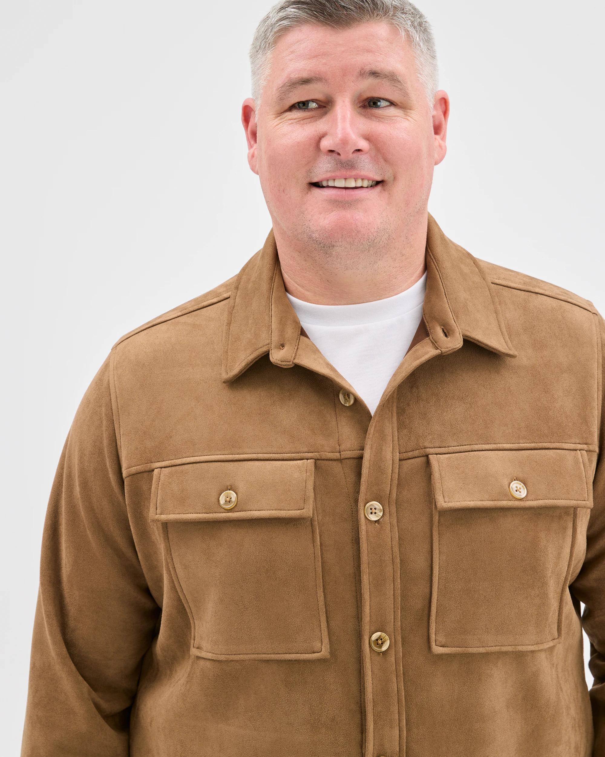 5 Target Man Plus Size Suede Overshirt TAN, 5 of 6