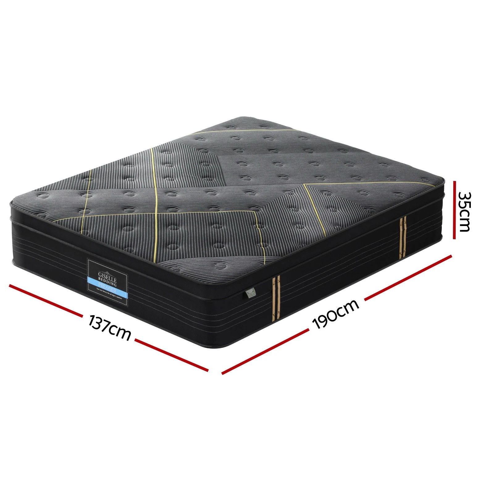 2 35cm Giselle Mattress Double Bed Bamboo Pocket Firm Foam - Black, 2 of 7