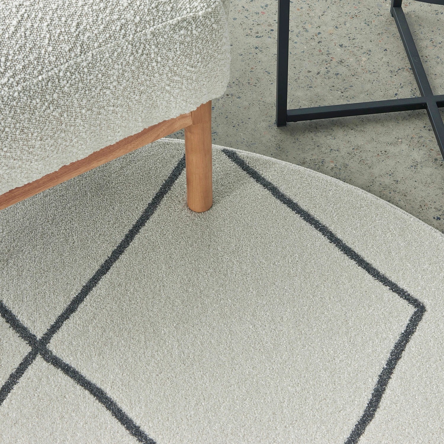 4 Common Ground Rugs Elysium Lola 150x150cm - Small Round Power Loomed Pet Friendly Rug - Natural, 4 of 7