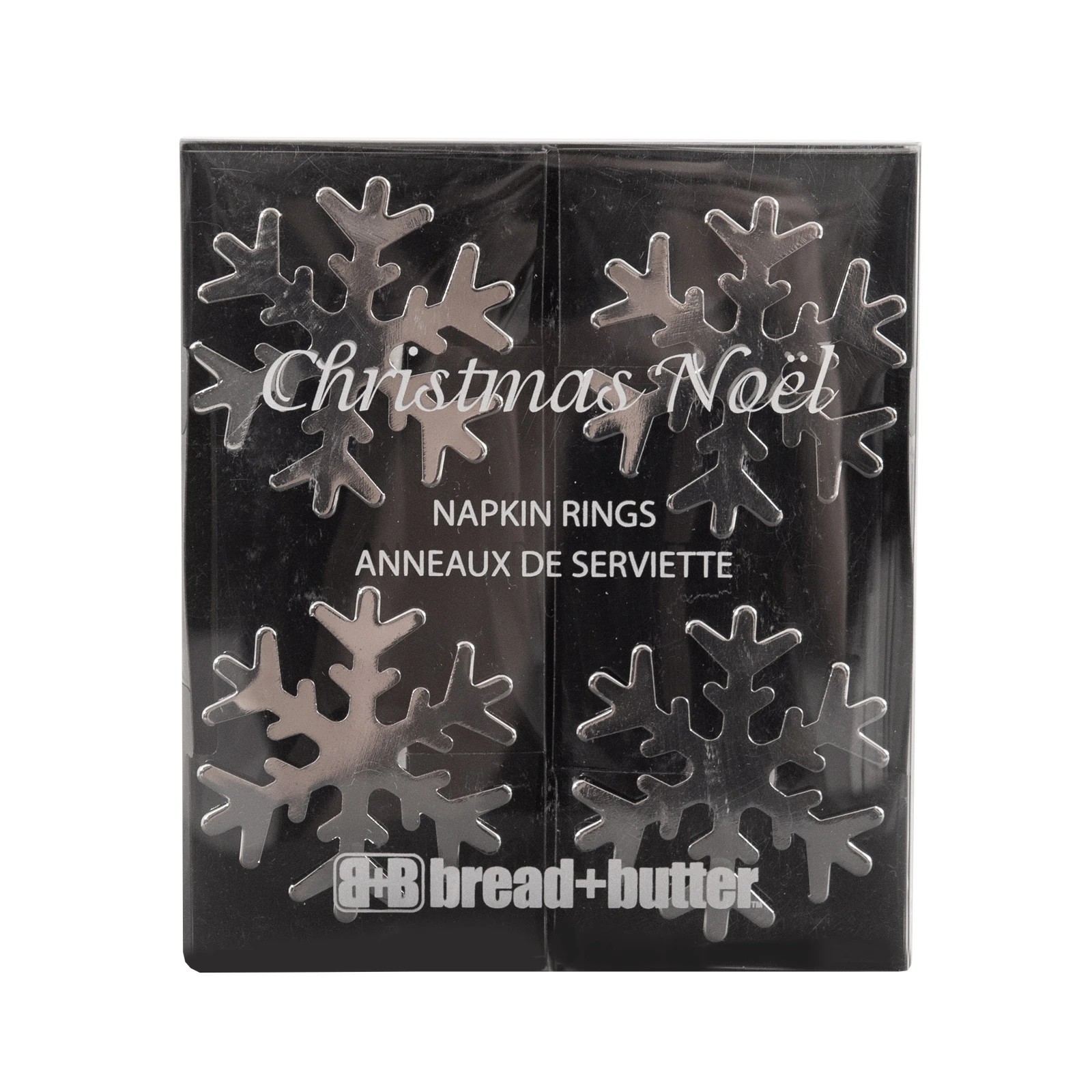 1 Bread and Butter Napkin Rings - Snow Flake - - 4 Pack - Silver, 1 of 2