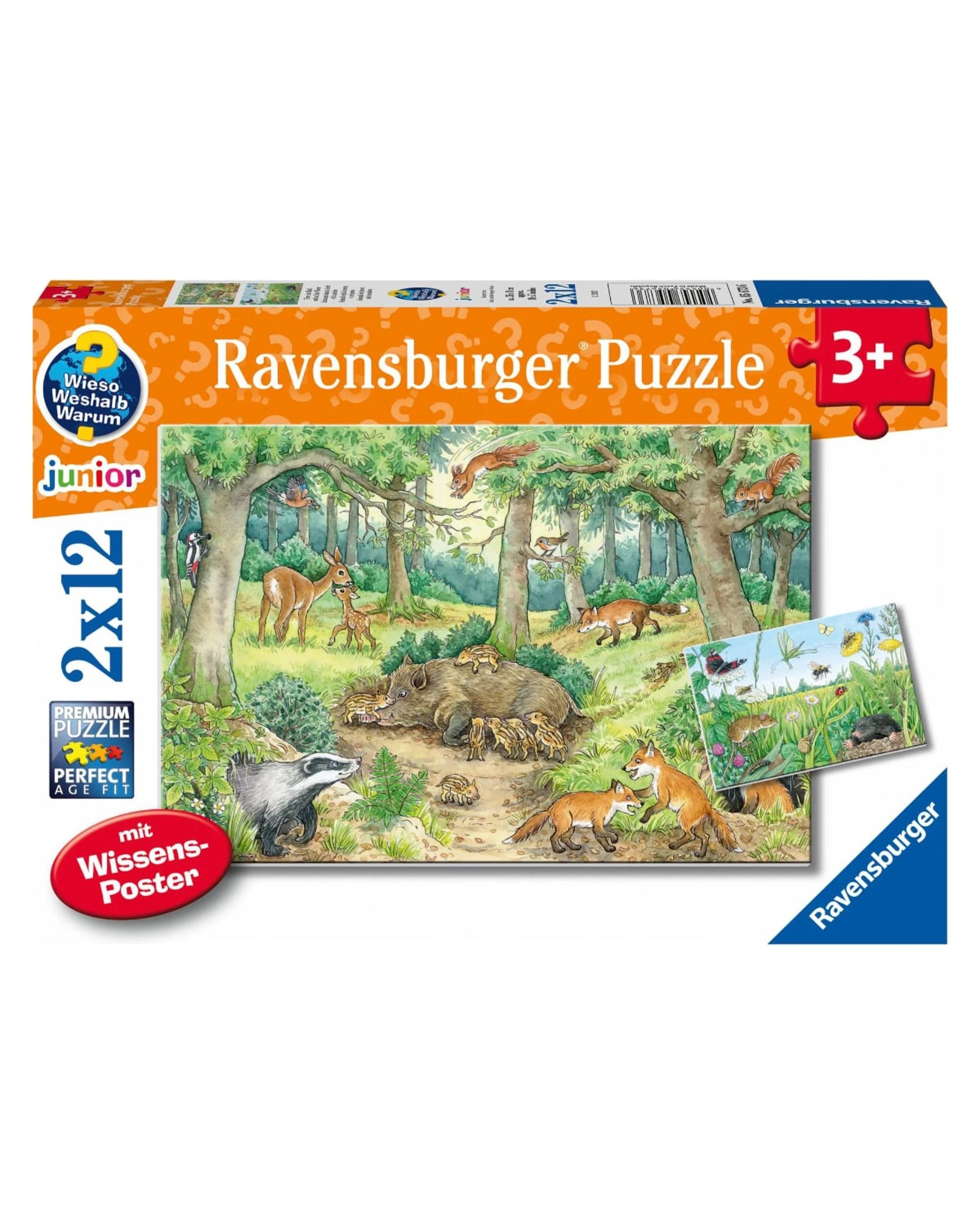 1 Ravensburger Animals In The Forest and Meadow 2x12 Piece Puzzle, 1 of 3