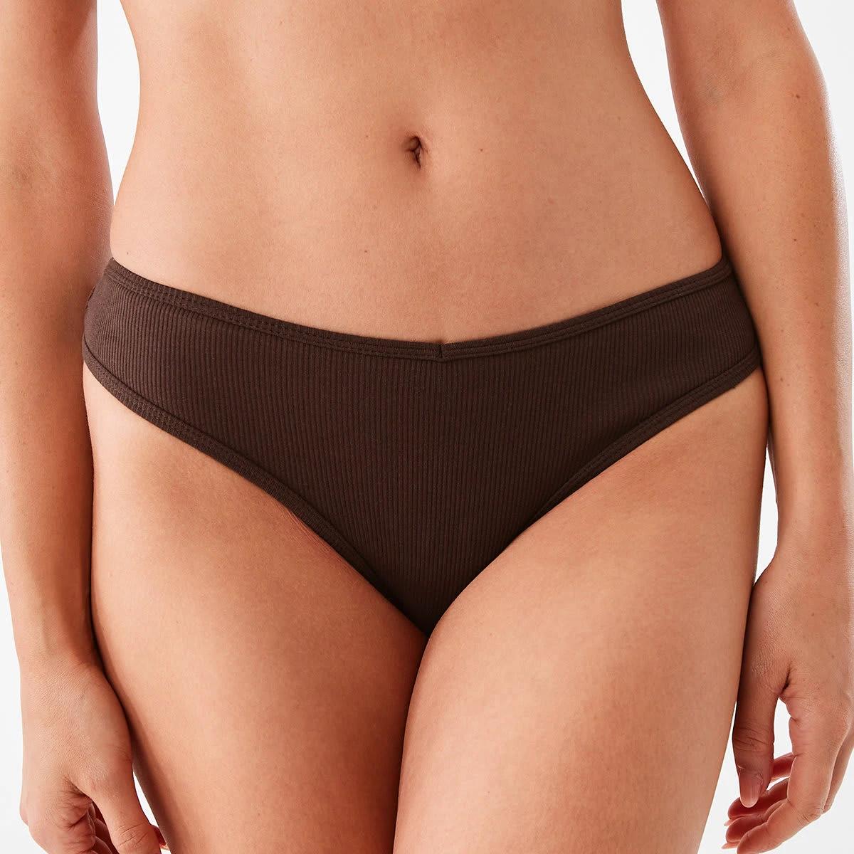 4 Ribbed G-string Briefs Fudge Brwn, 4 of 6