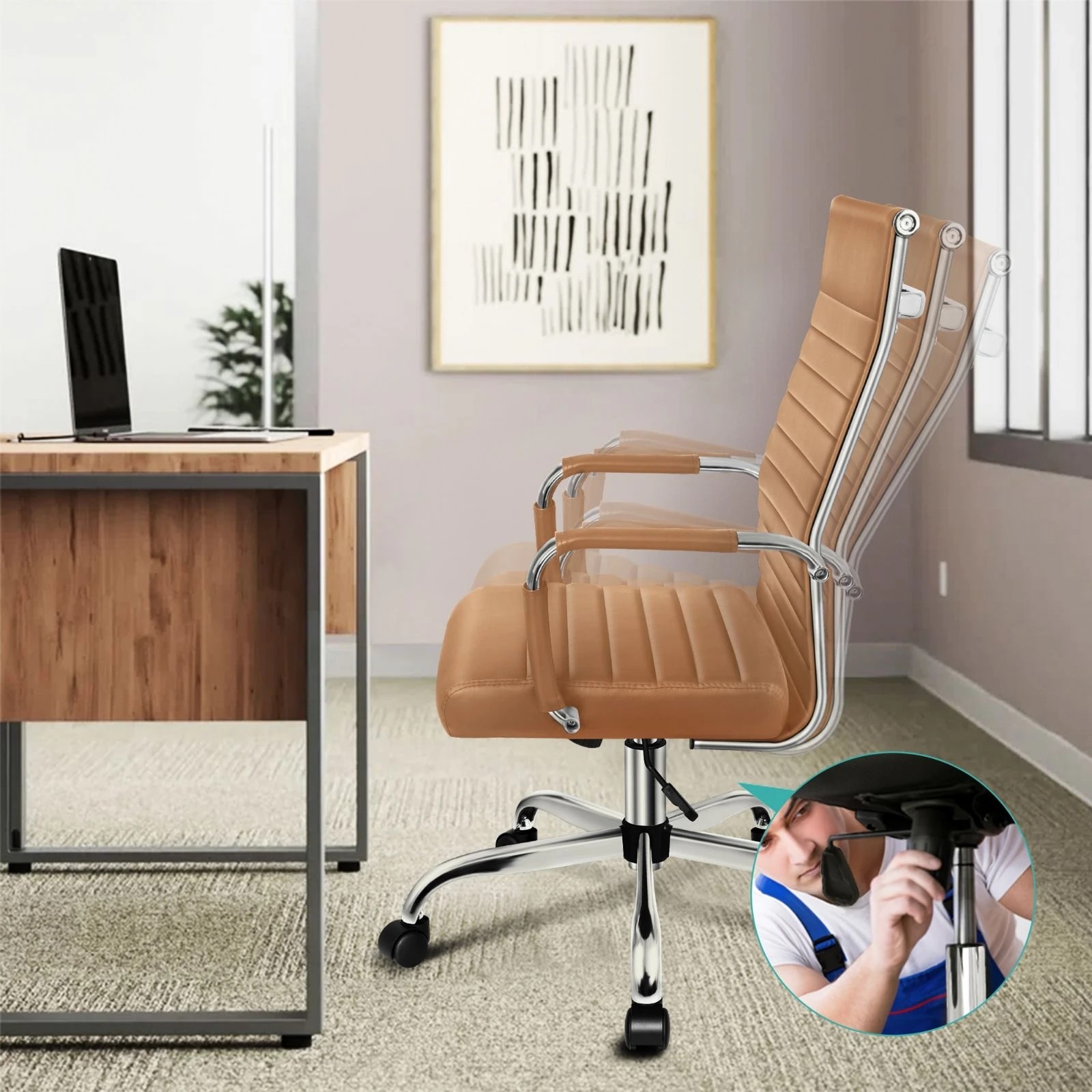 8 Alfordson Office Chair Executive Padded Seat Ergonomic Computer Study Gaming - Brown, 8 of 10