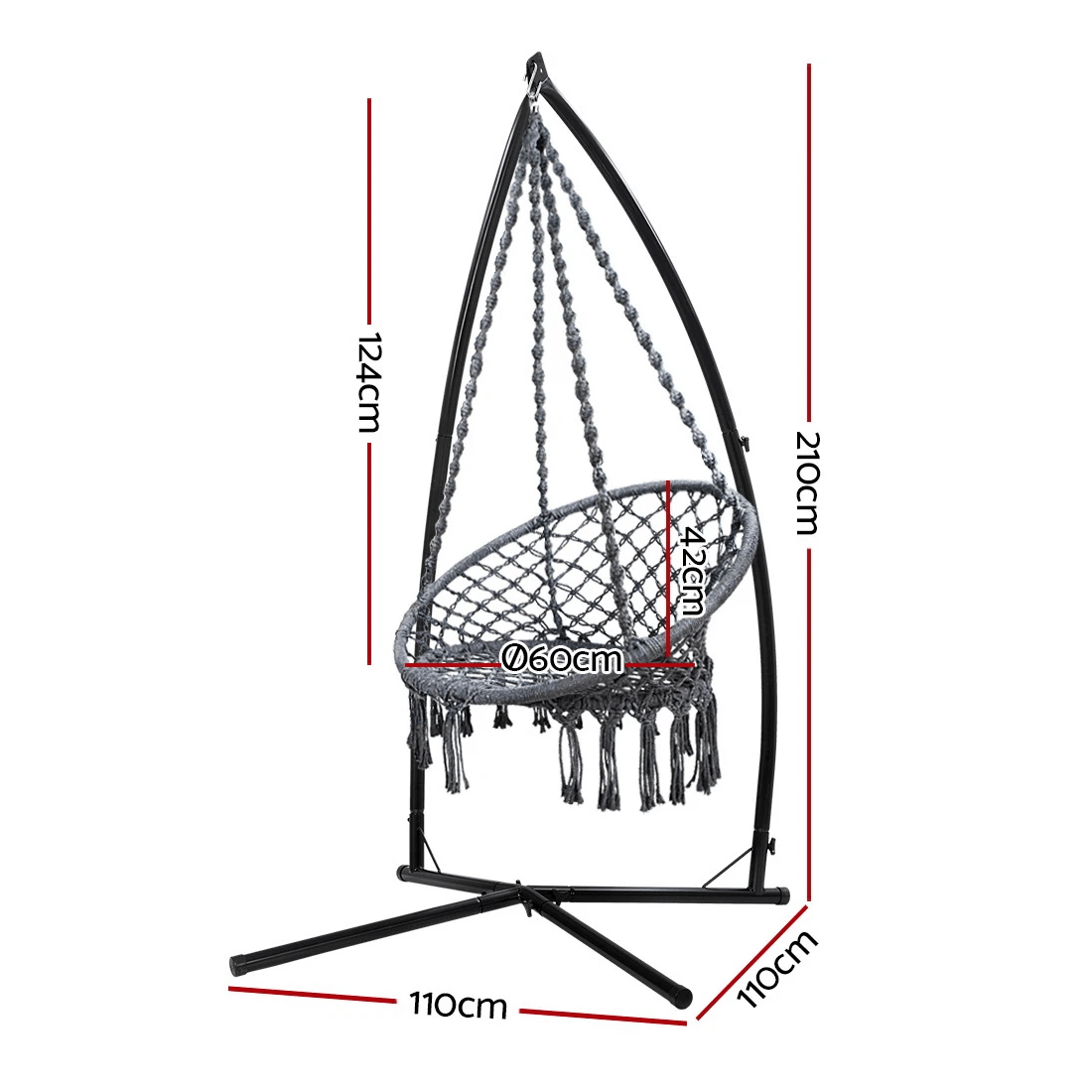 2 Gardeon Hammock Chair with Steel Stand Macrame Outdoor Swinging - Multi, 2 of 6