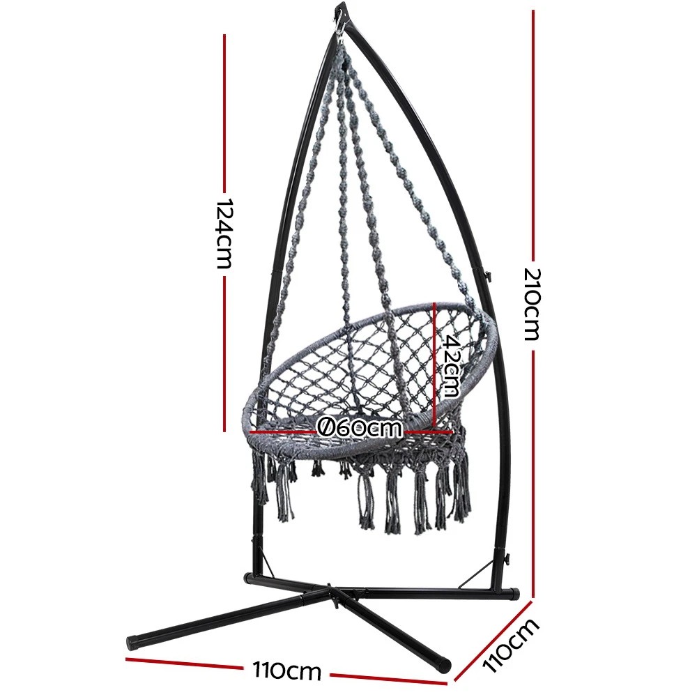 2 Gardeon Hammock Chair with Steel Stand Macrame Outdoor Swinging - Multi, 2 of 5