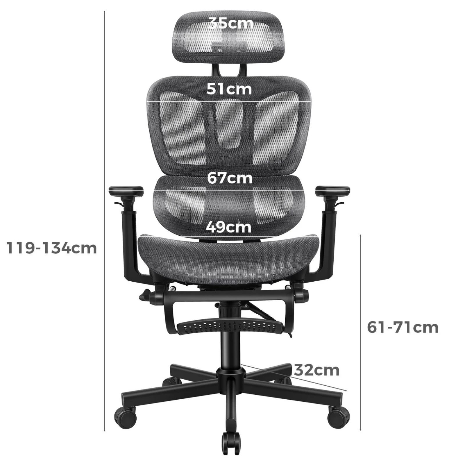 9 Alfordson Ergonomic Office Chair Mesh Executive Seat Work Computer Gaming - Grey, 9 of 10