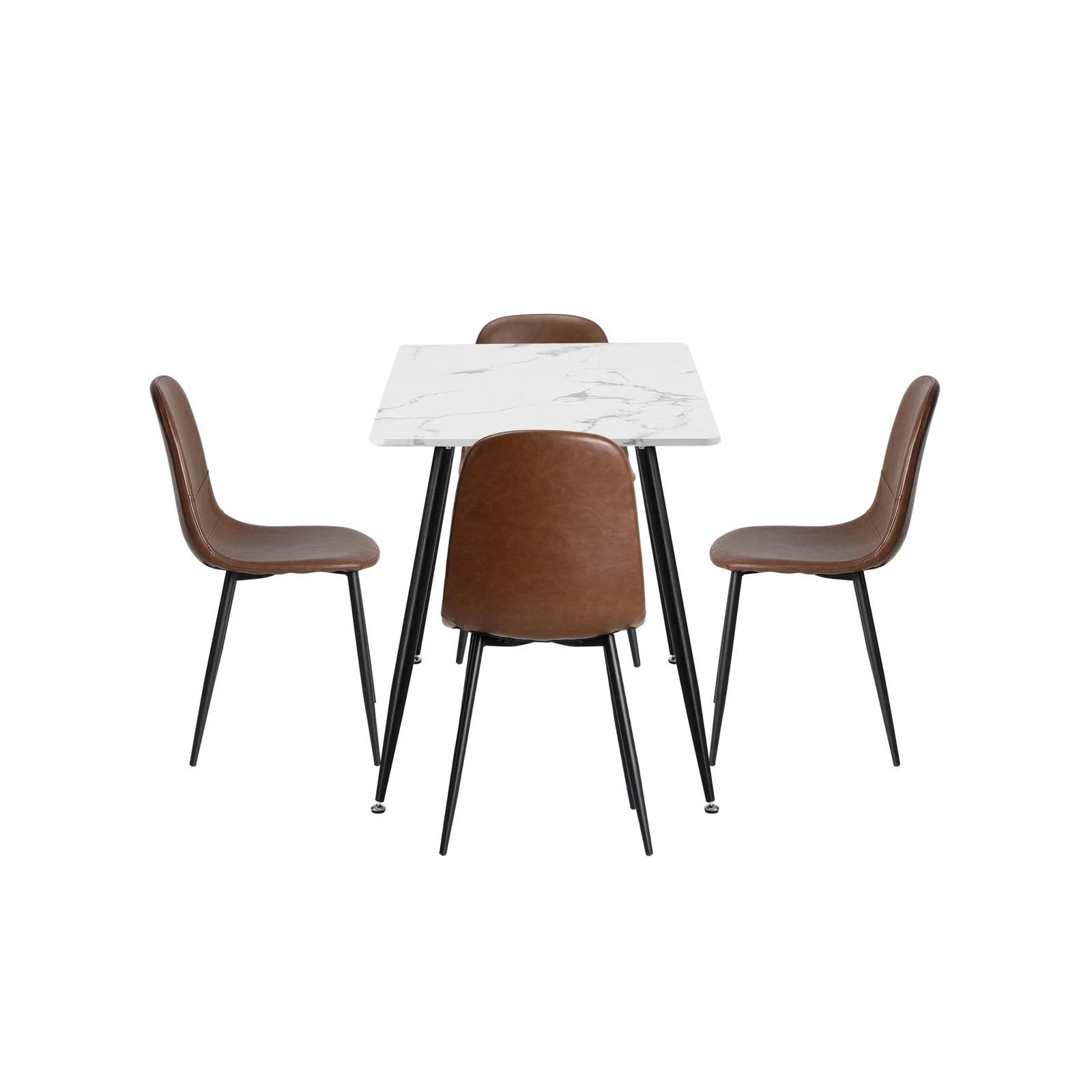 8 Oikiture 120cm Rectangle Dining Table with 4PCS Dining Chairs PU - Brown, 8 of 9