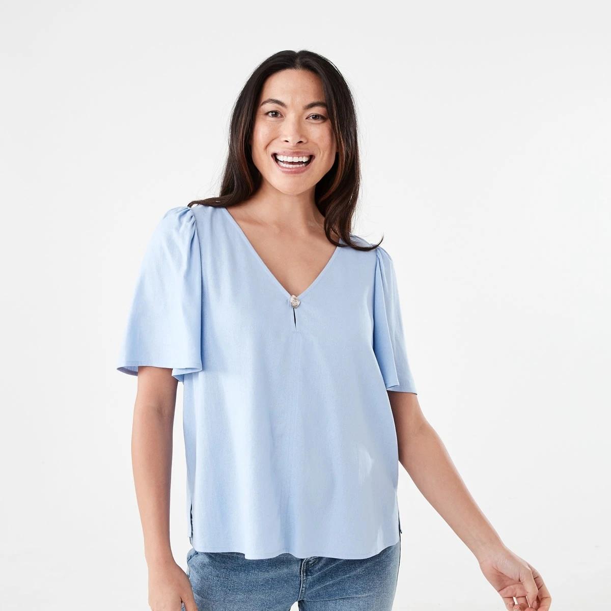 1 Short Sleeve Flutter Top BRUNI BLUE, 1 of 5