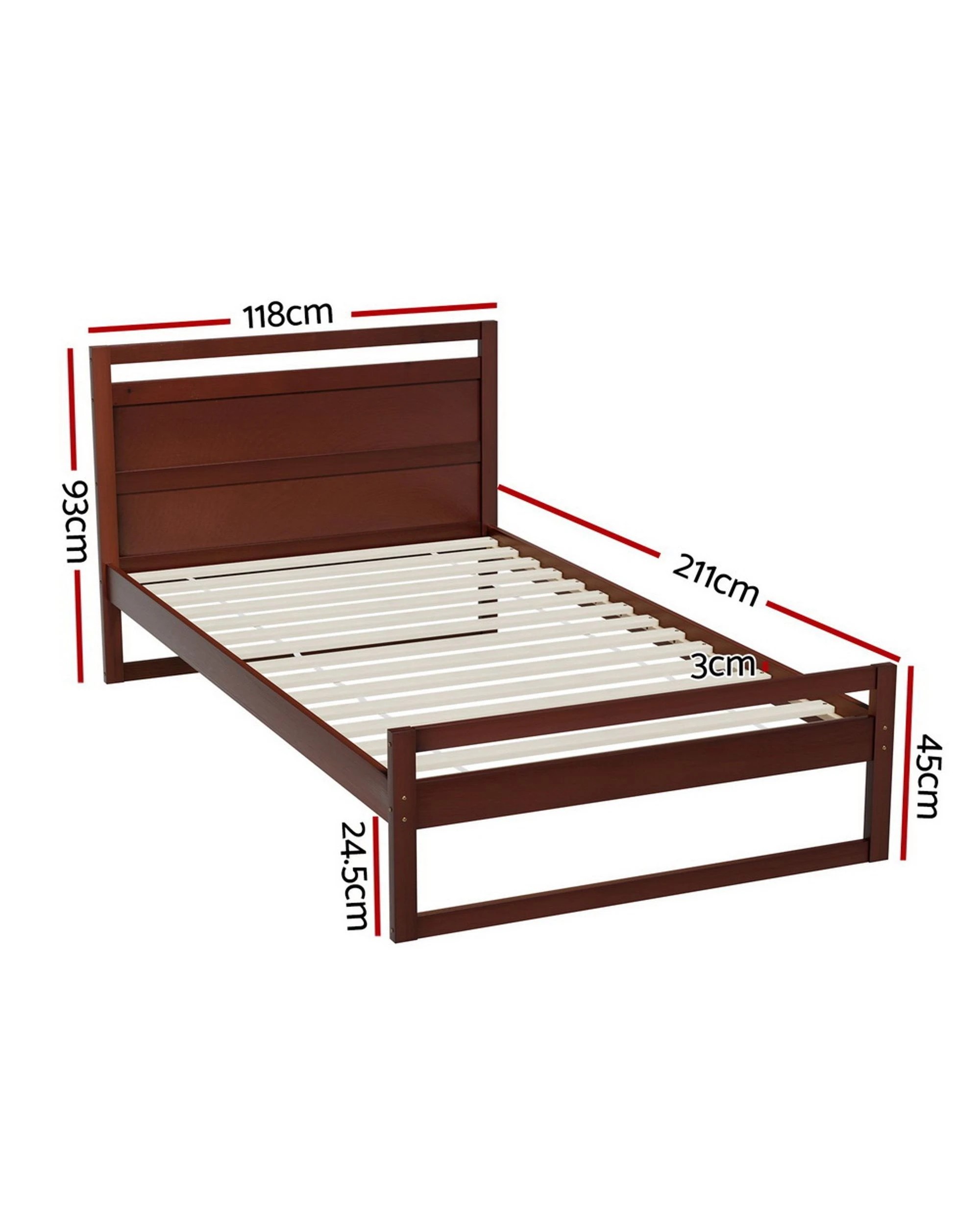 3 Artiss Bed Frame King Single Size Wooden
 - Brown, 3 of 3