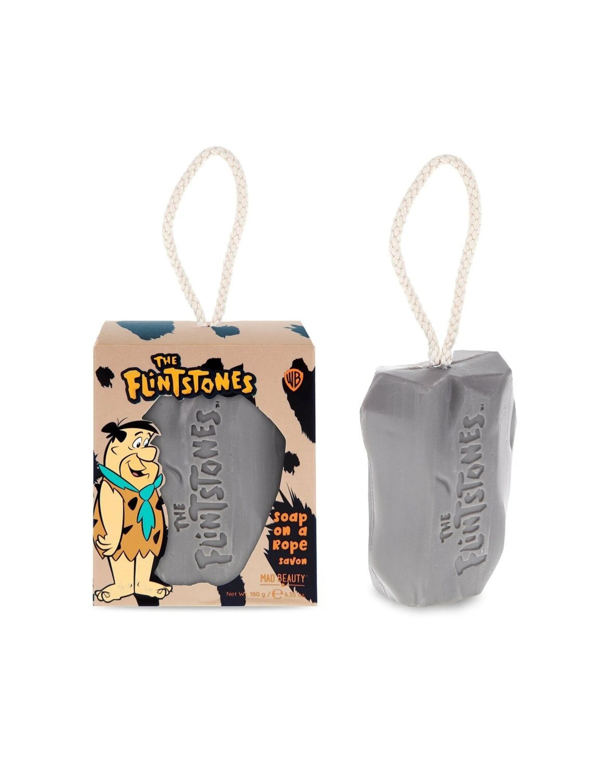 2 Warner Bros 4PK Flintstones Fred Scented Soap on a Rope 180g Cedarwood & Lime - Grey, 2 of 4