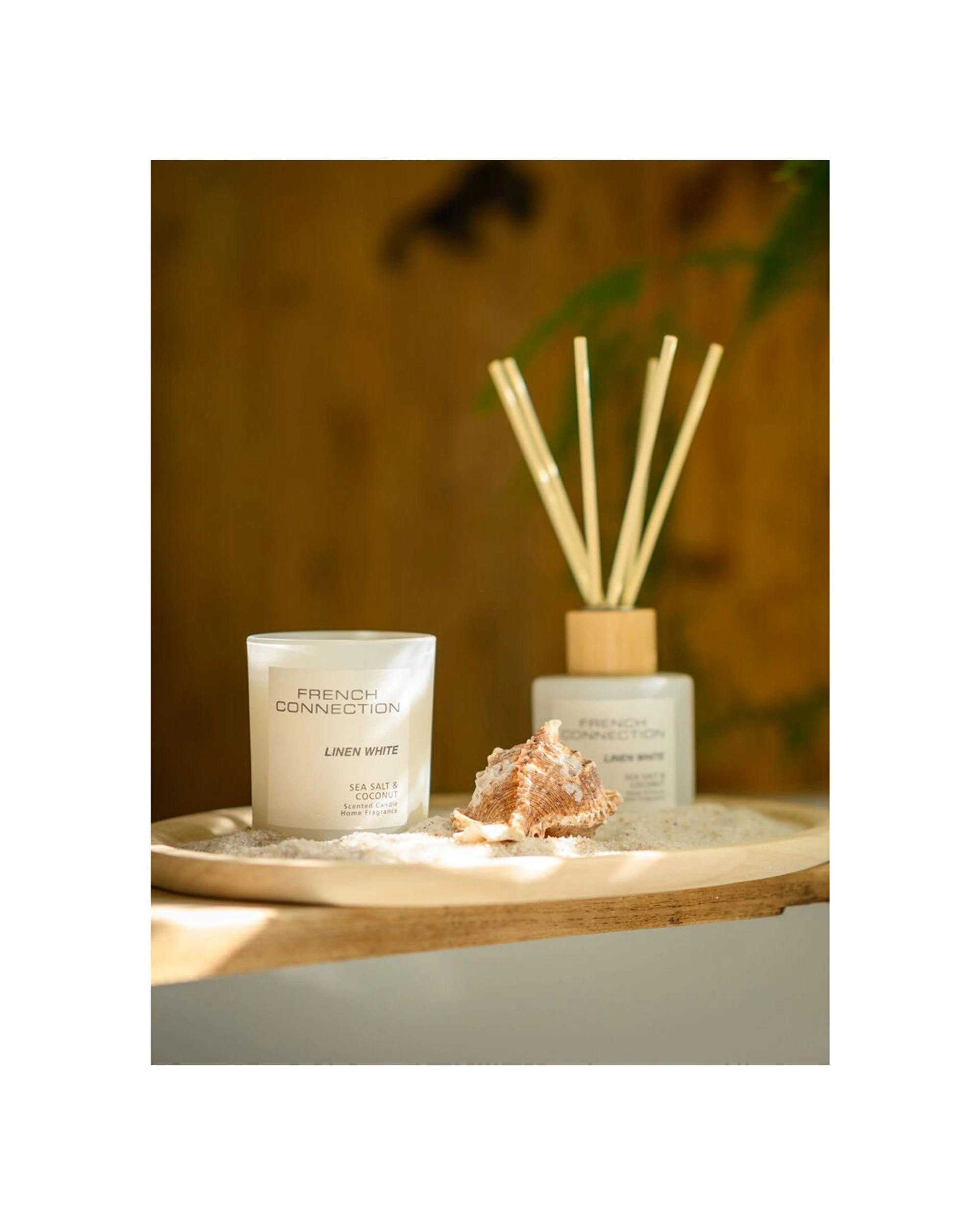 4 French Connection Candle & Diffuser Gift Set Linen Sea Salt Coconut - White, 4 of 4
