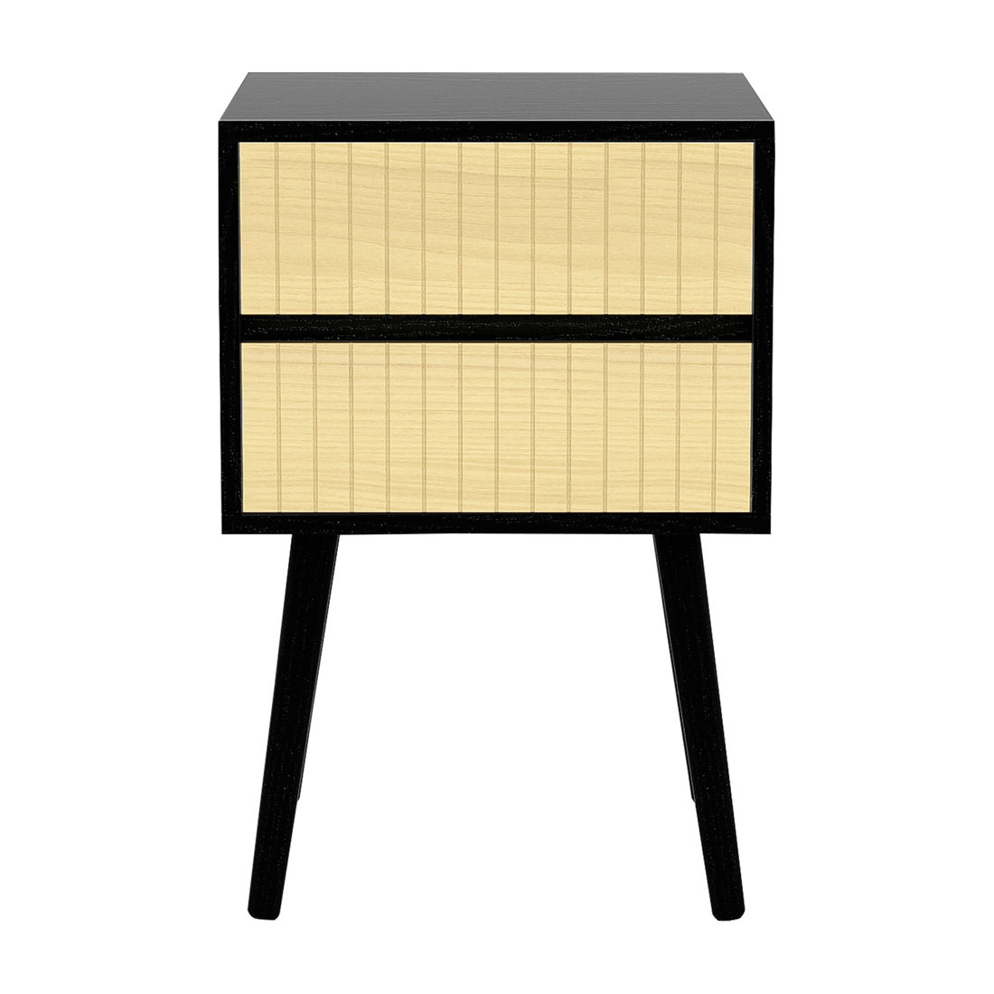 2 Sarantino Ivan Bedside Table Night Stand - Black Natural, 2 of 9