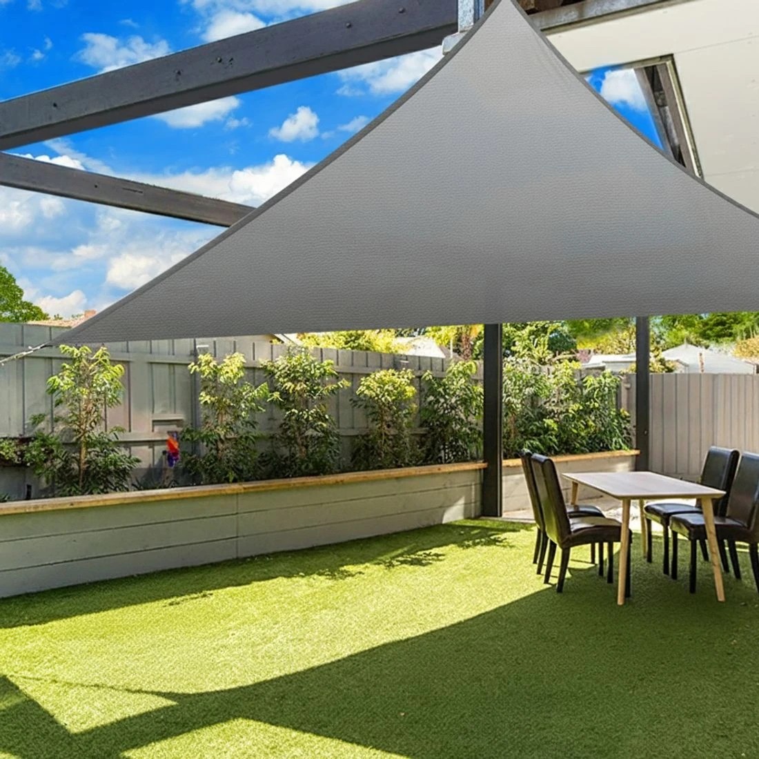 5 Instahut Shade Sail Cloth Shadecloth Canopy Triangle 280gsm - Grey, 5 of 5