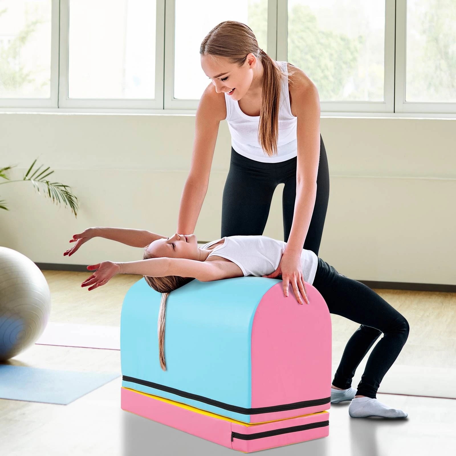 2 Costway Gymnastics Vaulting Box PU Leather Tumbling Aid Trainer - Multi, 2 of 2