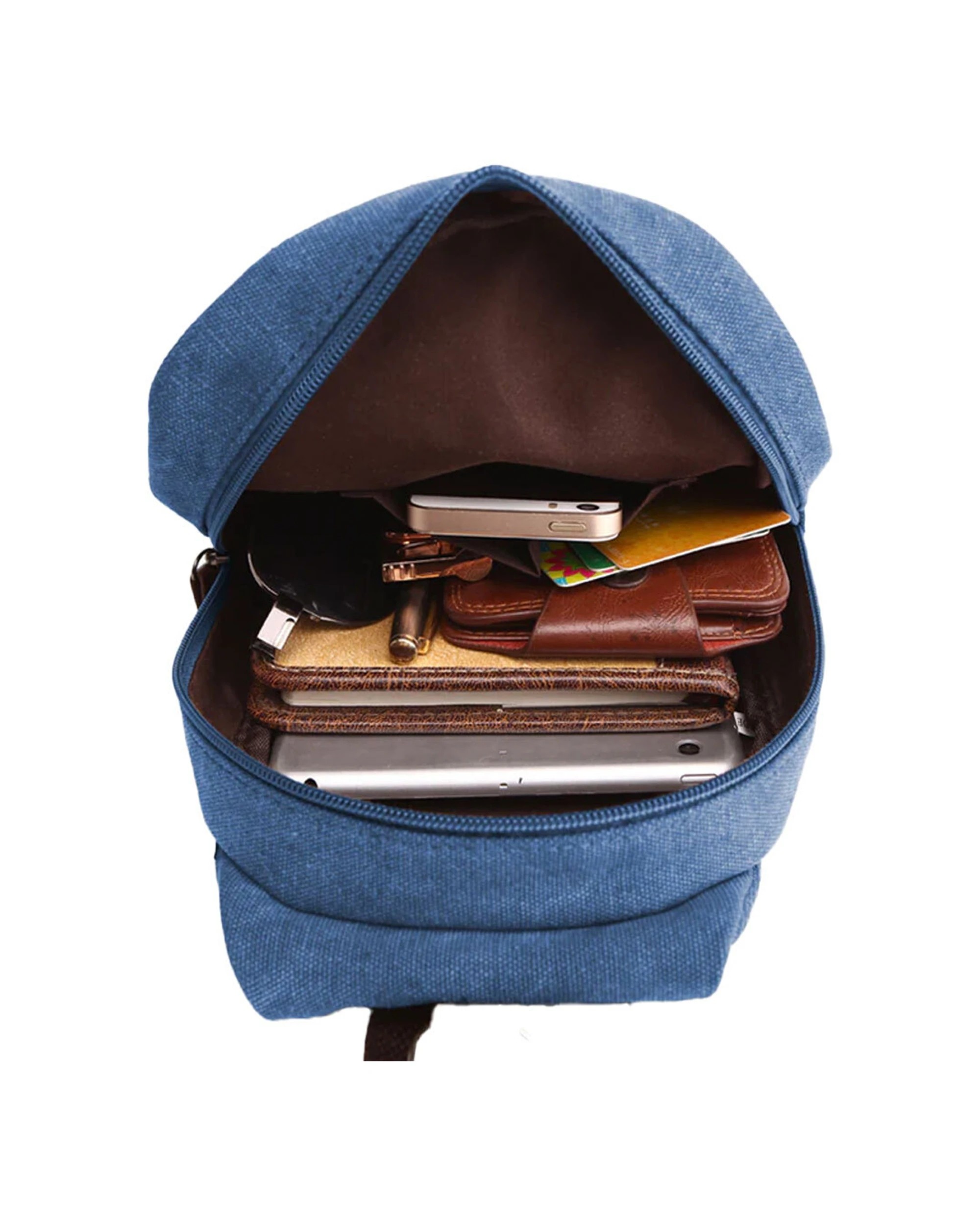 4 Mens Republic Canvas Single Strap Sling Bag Backpack Durable Design 2024 Edition - Blue, 4 of 4