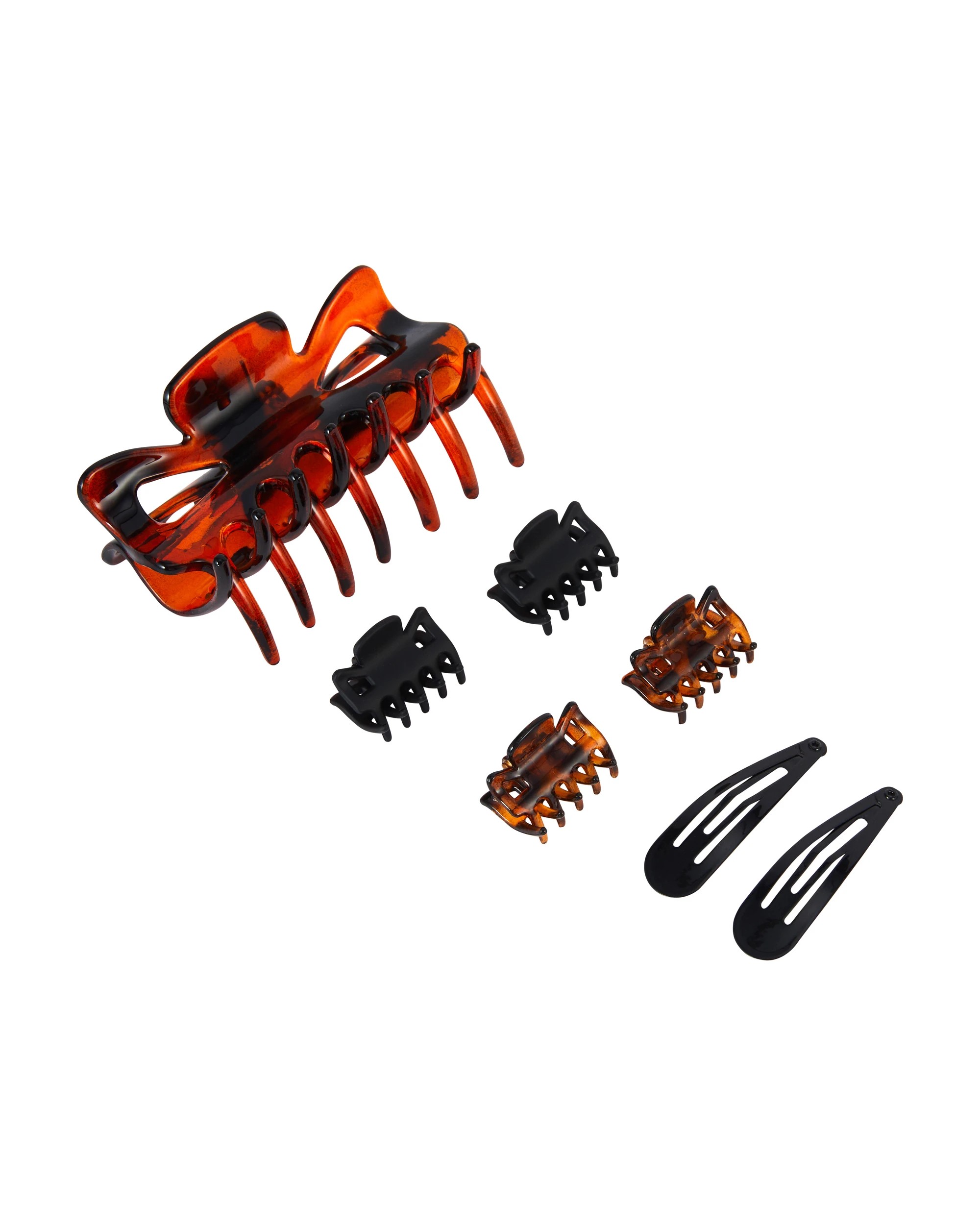 1 OXX Haircare 7 Piece Black and Tort Claw and Snap Hair Clips Pack, 1 of 3