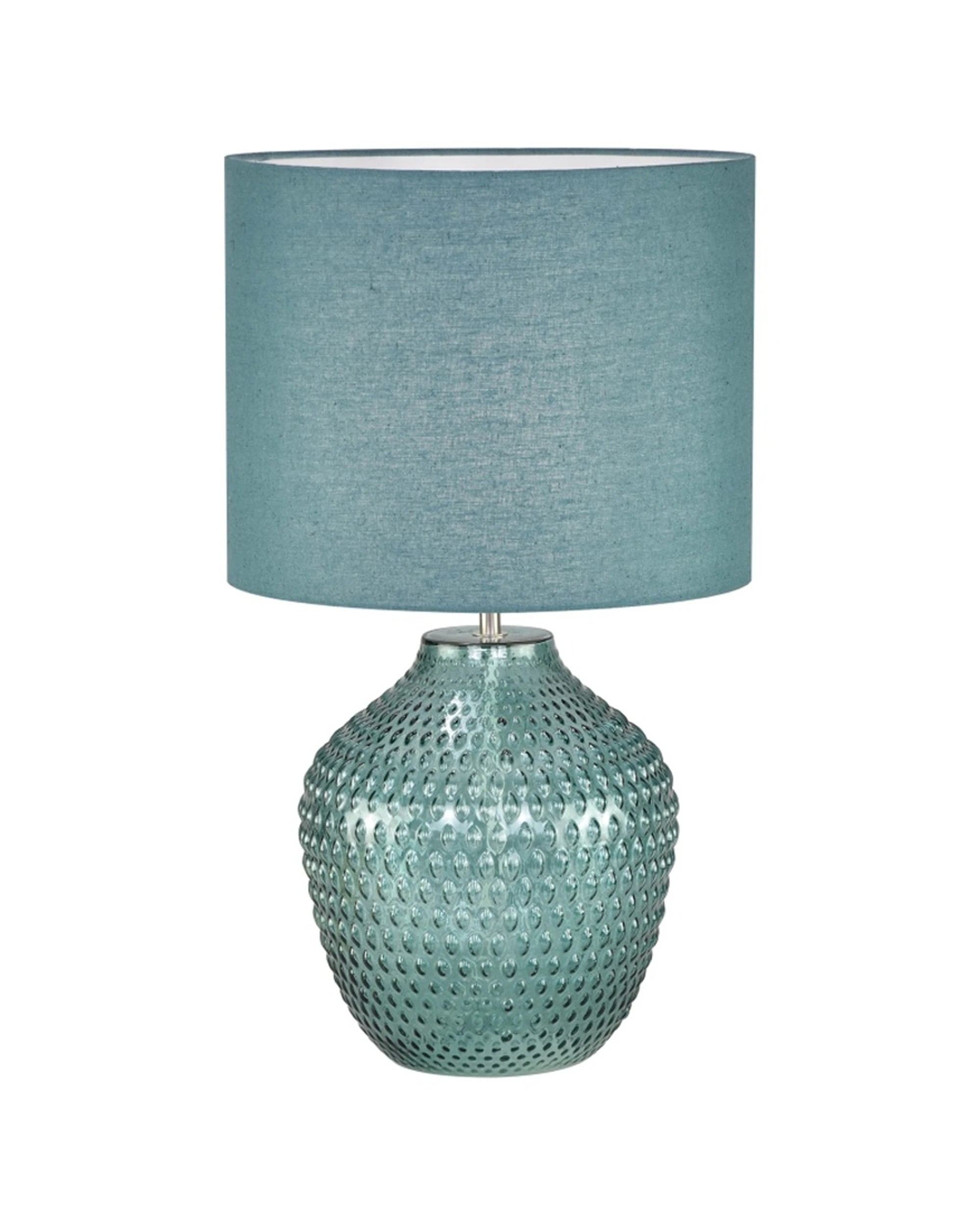 1 Urban Style Cassie Table Lamp Textured Glass Base Shade Inline Switch - Green, 1 of 4