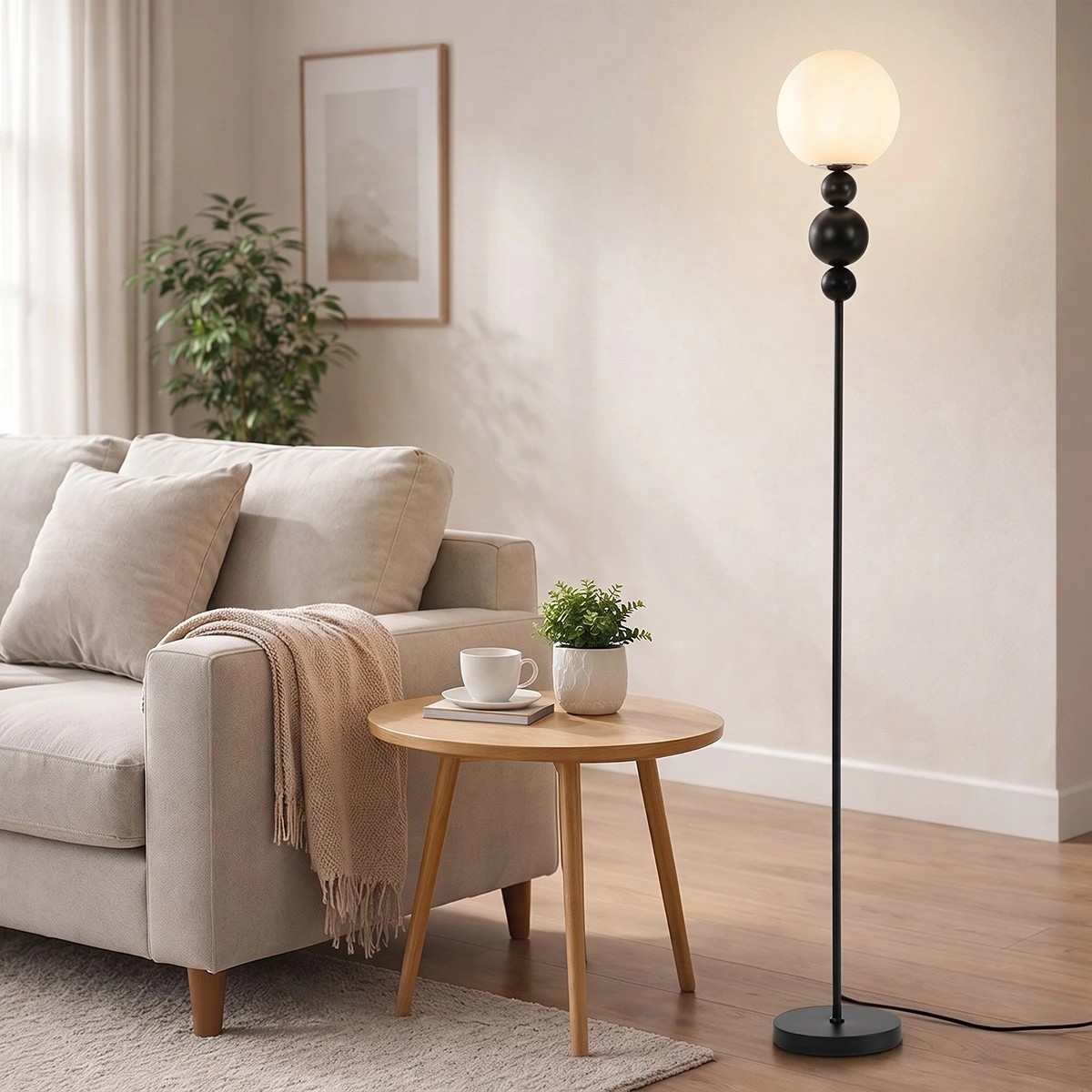 8 Oikiture Floor Lamp Standing Lamp Globe  Shade Metal - Black, 8 of 10