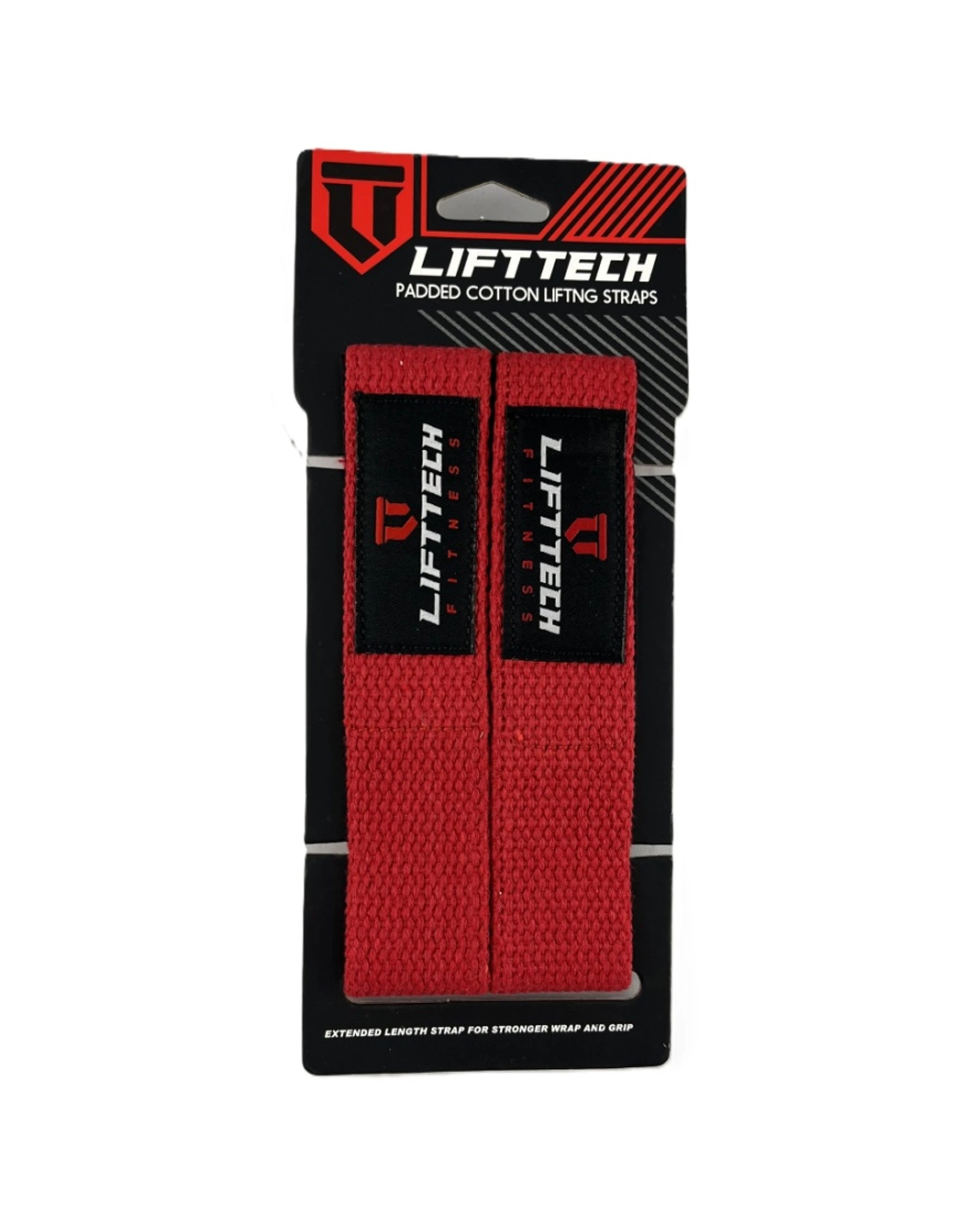 1 Lift-Tech Fitness 2pc Neo-Tech Padded Cotton Wrist Support Lifting Straps 21.5 Inch - Red, 1 of 1