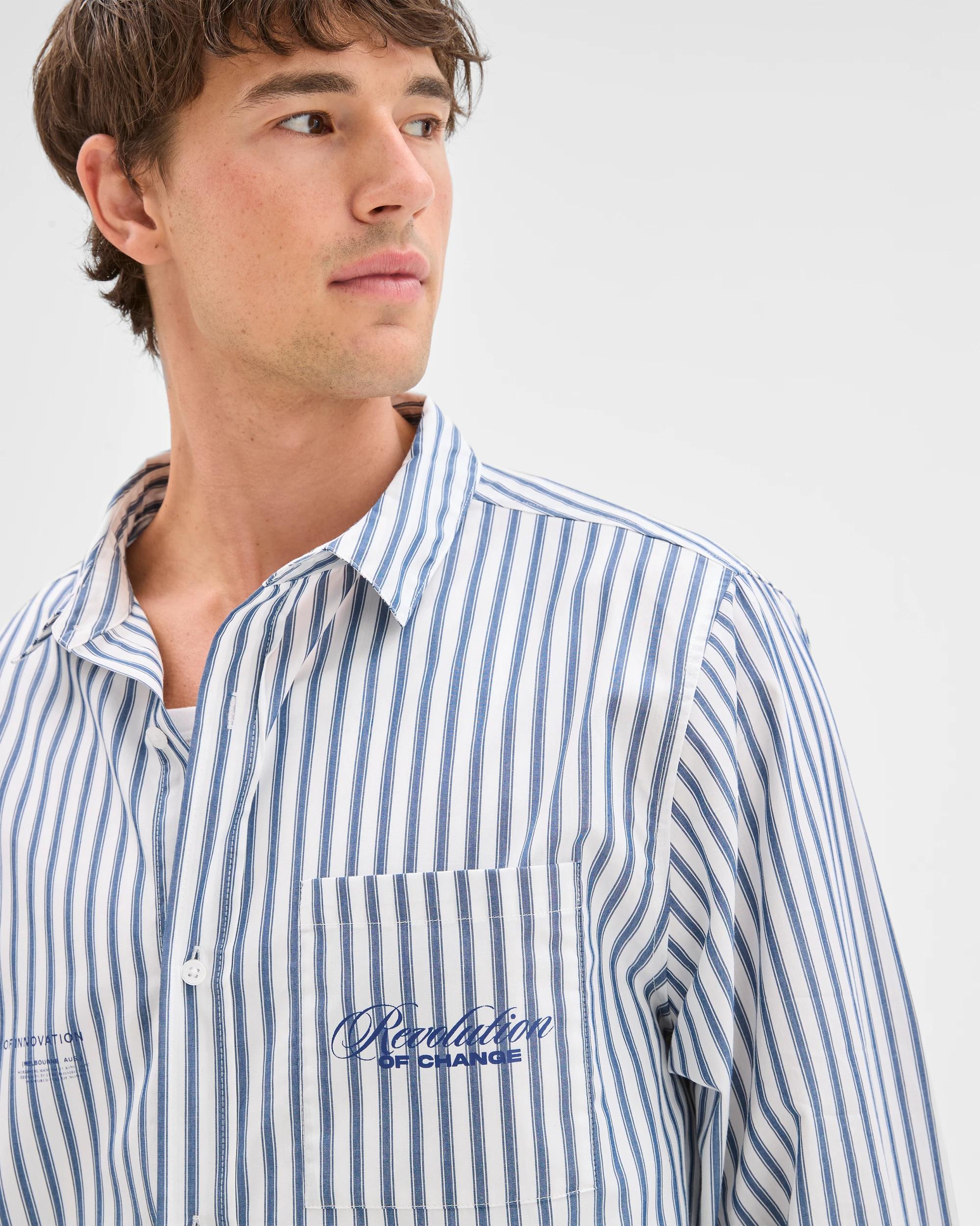 5 Commons Australian Cotton Business Shirt WHITE STRIPE, 5 of 6