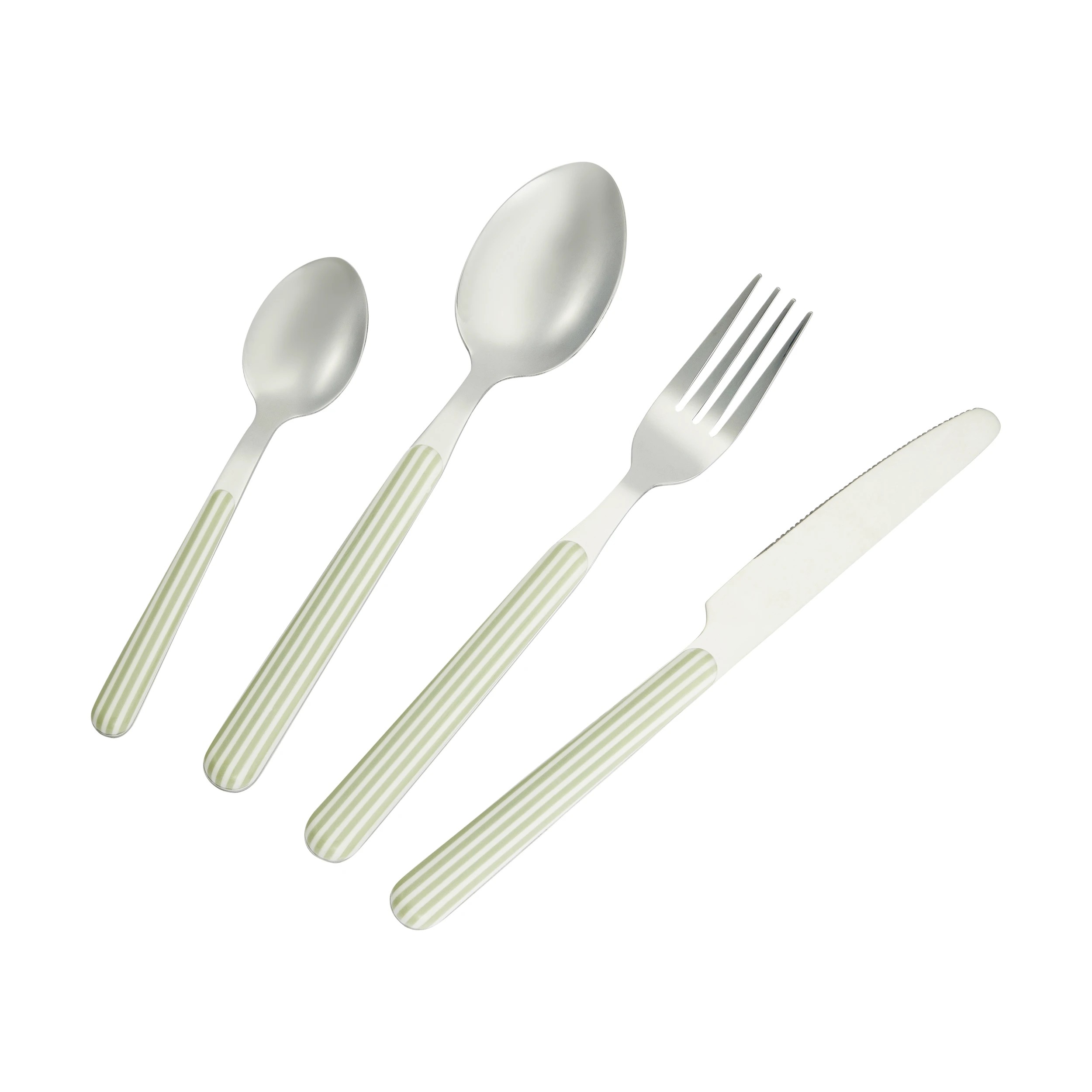 1 16 Piece Sage Stripe Cutlery Set, 1 of 5
