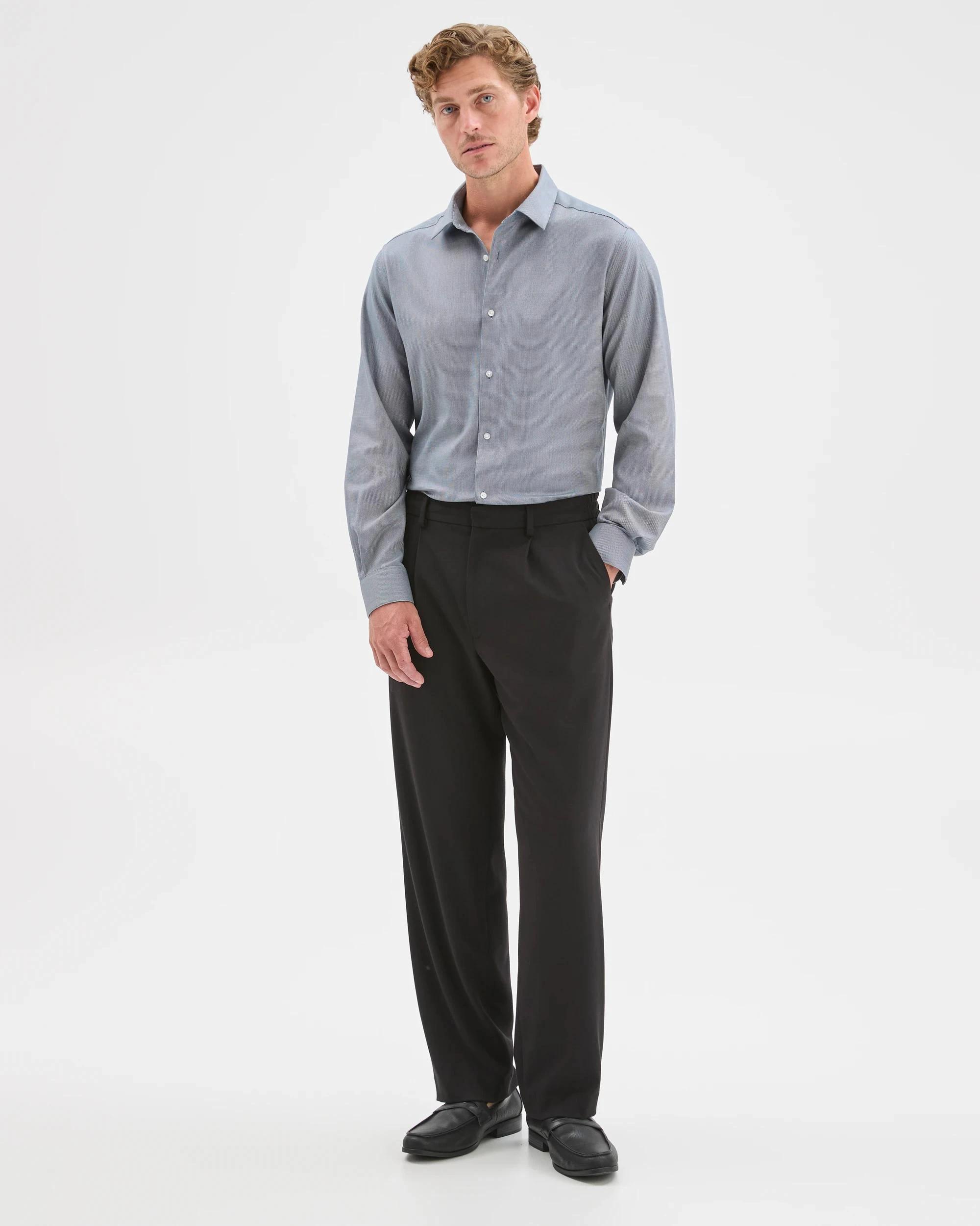 1 Preview Australian Cotton Textured Business Shirt FOREST GREEN, 1 of 7