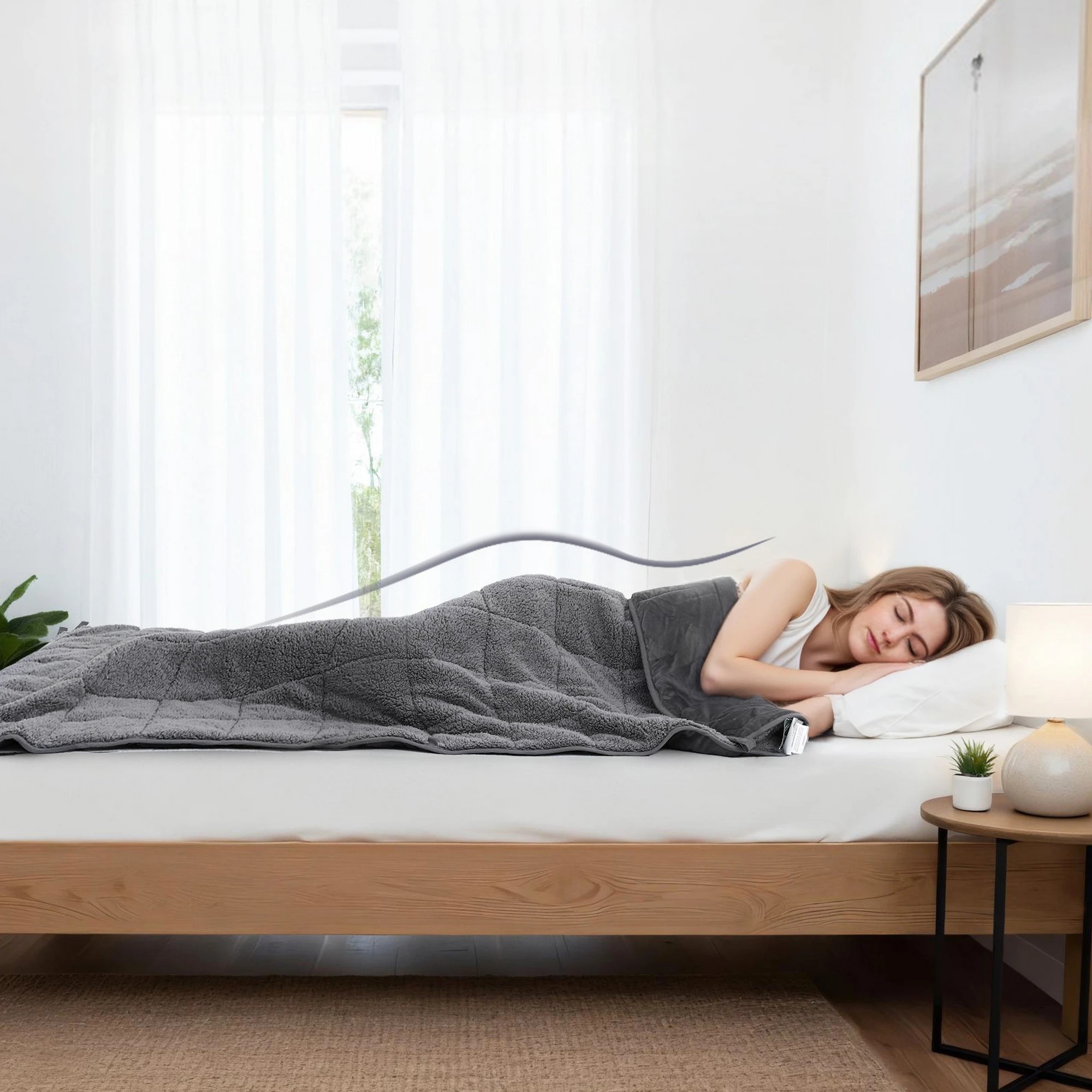 6 Giselle Bedding Weighted Blanket Fleece Sherpa Heavy Blanket 4.5KG - Grey, 6 of 10
