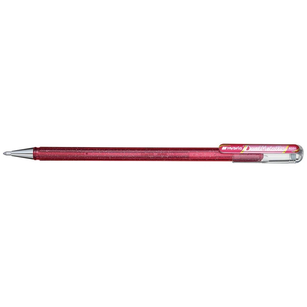 1 Pentel Hybrid Dual Metallic K110 Gel Pen Pink, 1 of 8