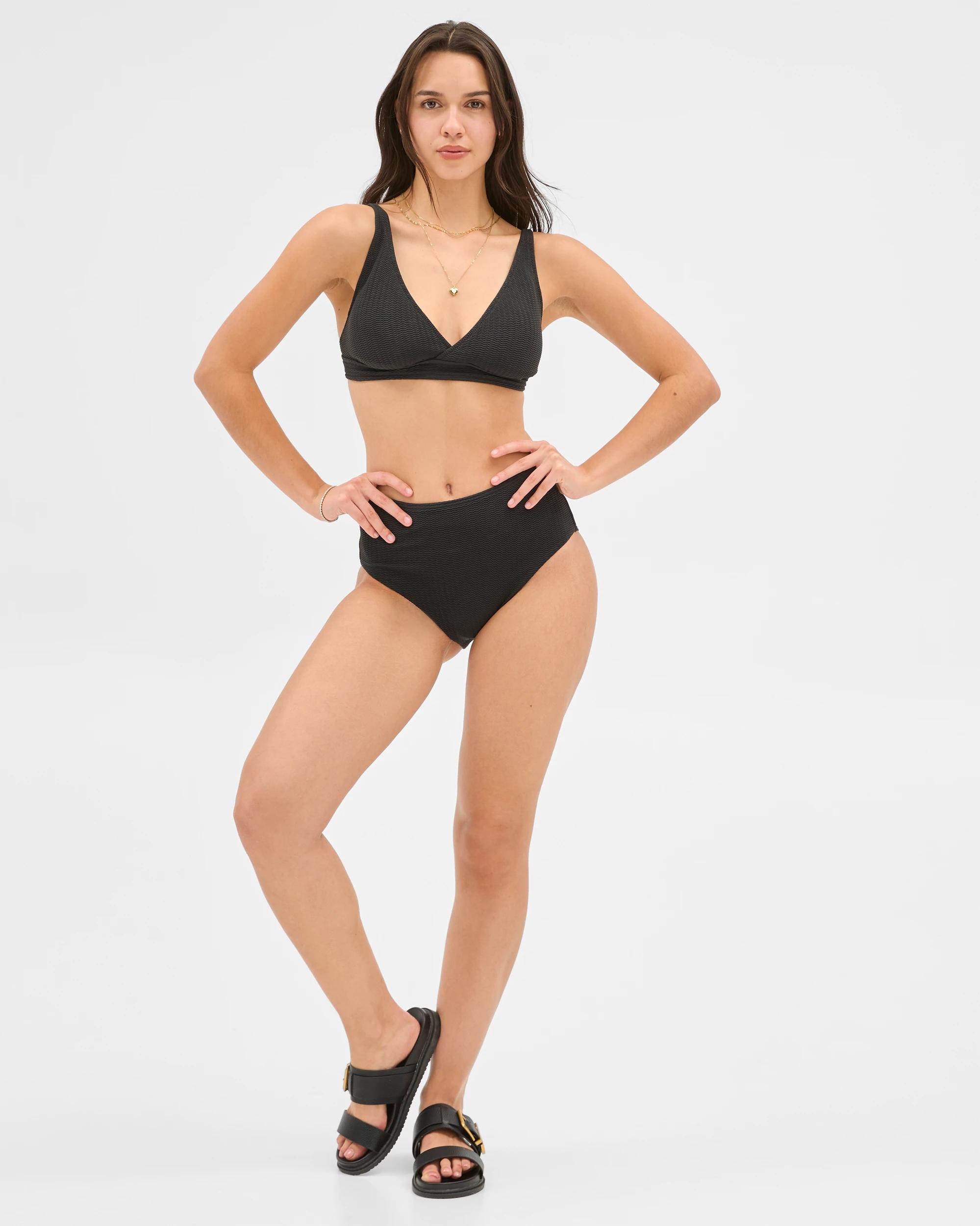 7 Target Resort Crinkle High Waisted Swim Bikini Bottoms BLACK, 7 of 9