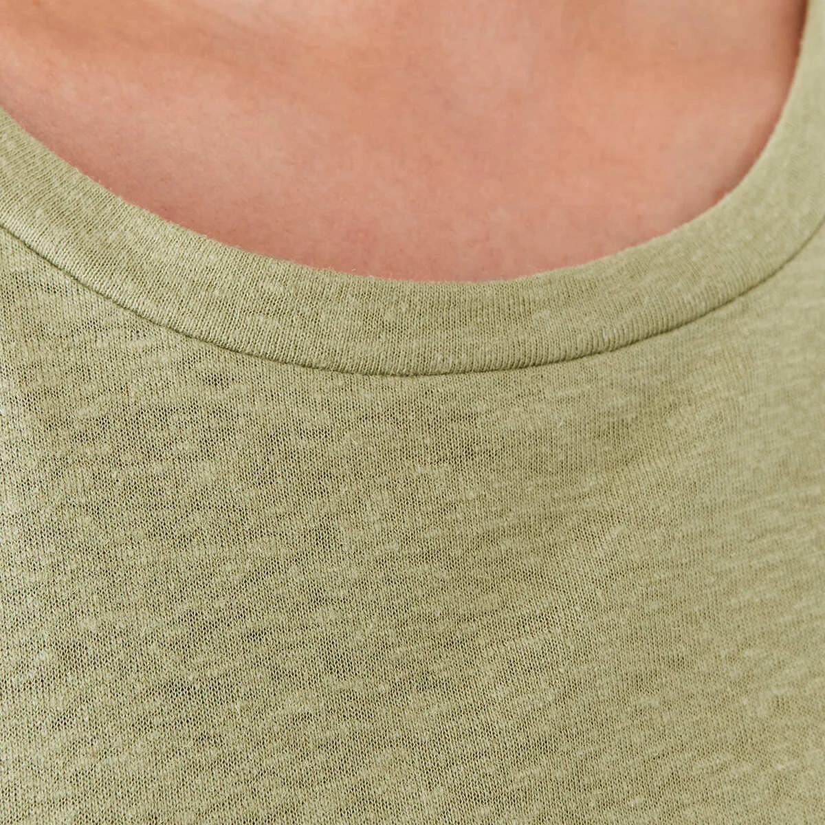 6 Linen Blend Extended Sleeve Tee Grn Tea, 6 of 6